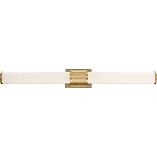 Nuvo 62/1603 LED Vanity Mirror - Brushed Brass Finish with Frosted Lens, Gold Accent - Perfect for Bathroom Makeup & Shaving Lighting