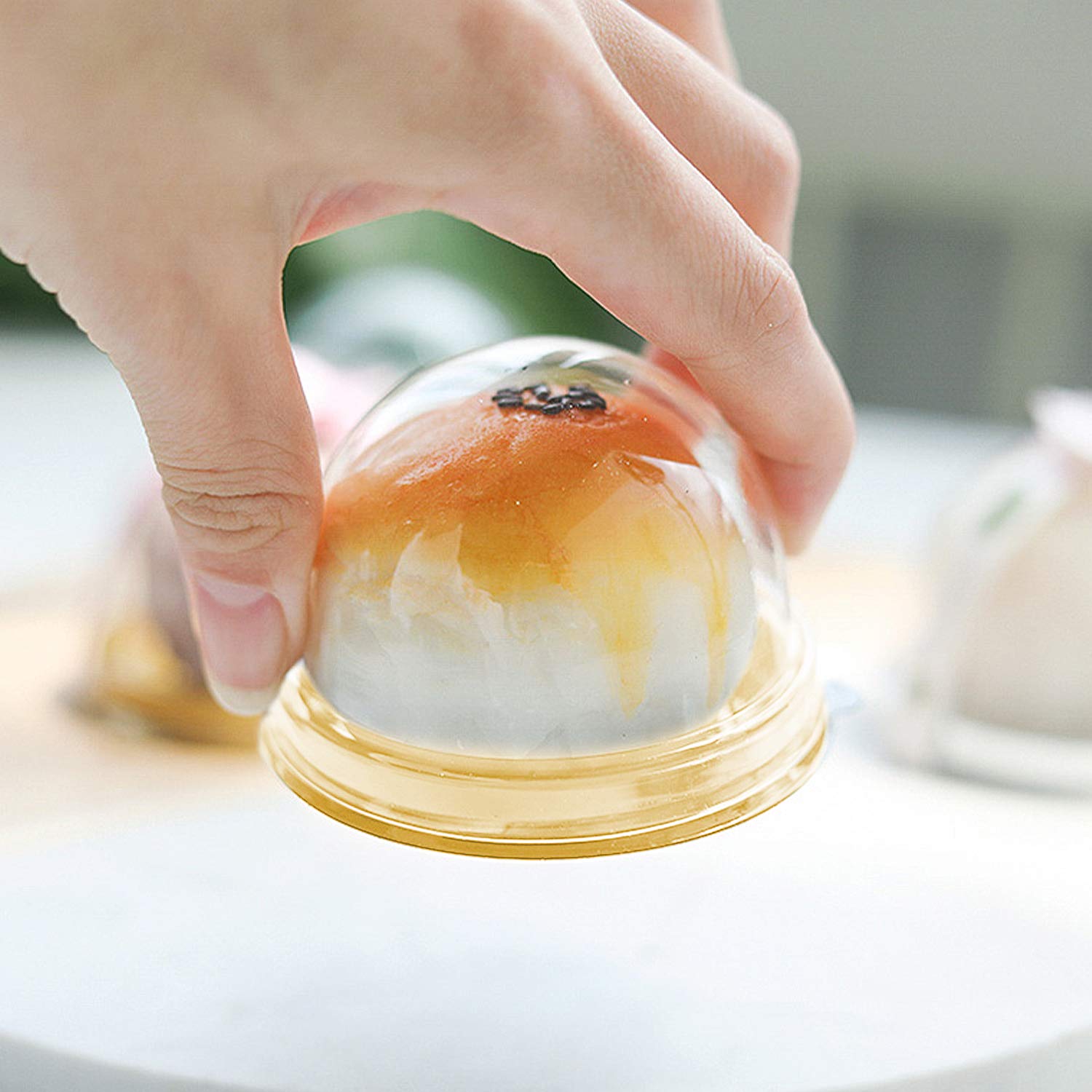 100-Piece Clear Plastic Mini Cake Boxes for Muffins & Cookies - 2 Inch Gold Dome Containers for Wedding, Birthday, and Party Desserts | Perfect for Bakery Display, Gift Packaging, and Event Favors