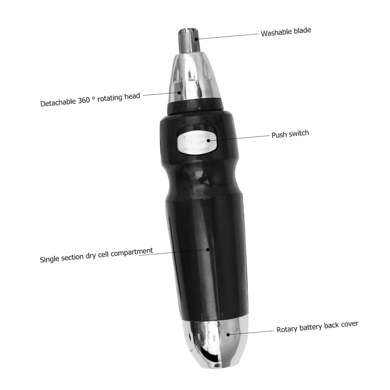 NOLITOY Electric Nose Hair Trimmer & Facial Hair Clipper for Men - Rechargeable Nose Ear Eyebrow Trimmer with LED Light - Perfect for Travel, Grooming Kits & Personal Care (Black)