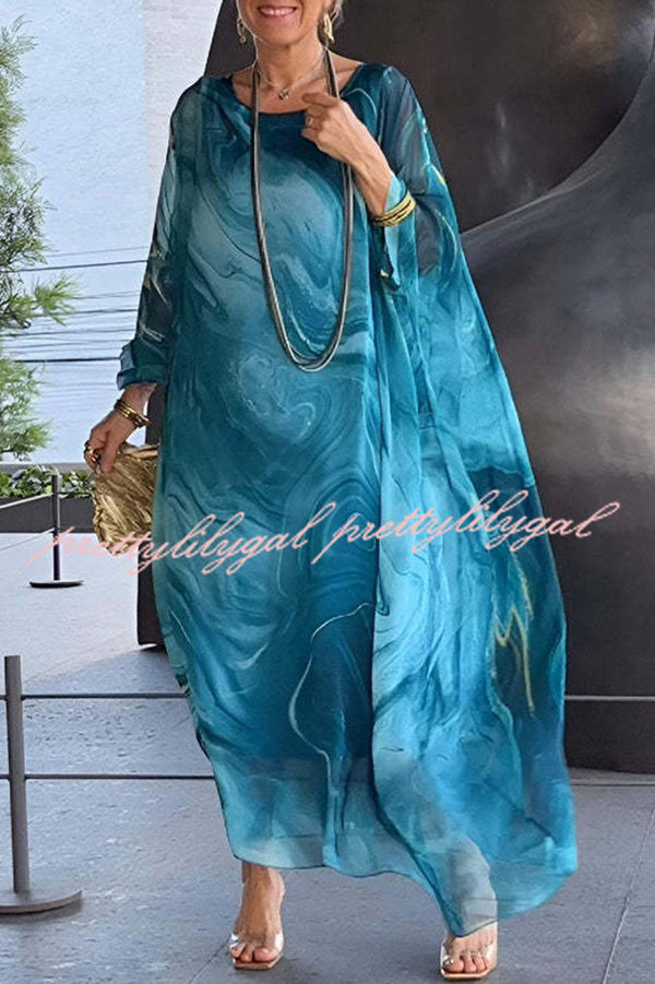 Stylish Printed Crew Neck Loose Maxi Dress for Women - Resort Wear, Beach Vacation & Summer Outfits