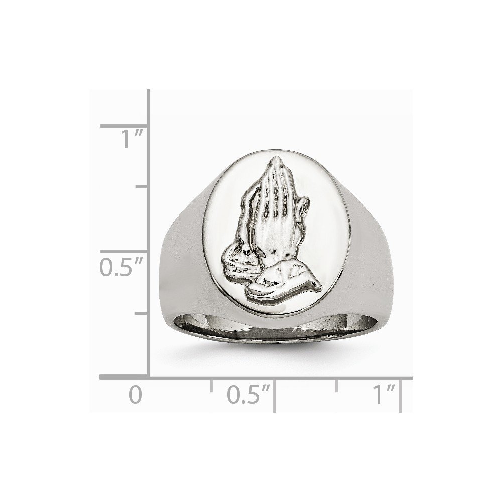925 Sterling Silver Men's Praying Hands Ring - Solid Stainless Steel Band - Size 11 - Religious Jewelry for Men - Perfect for Daily Wear, Gifts & Spiritual Occasions