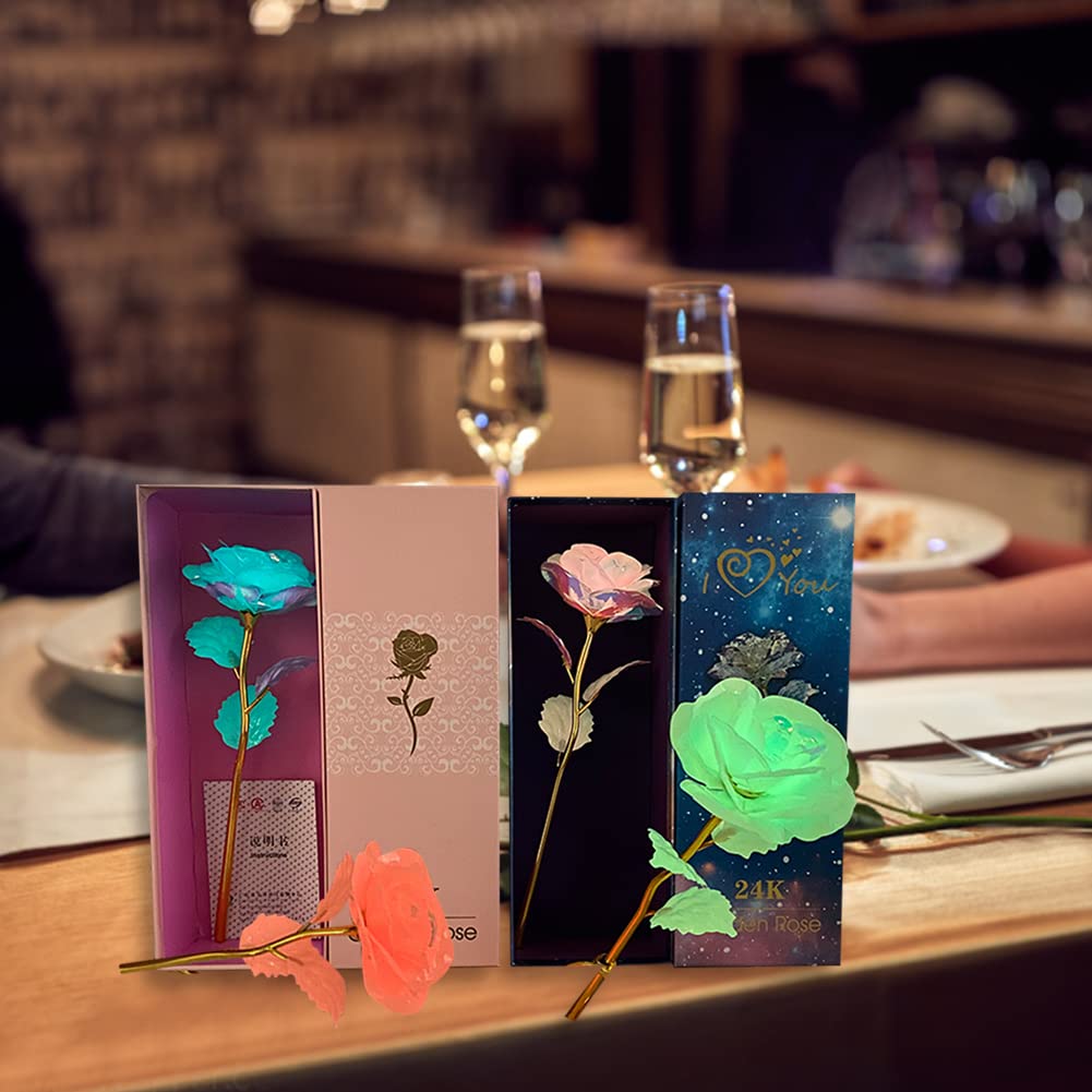 24K Gold Foil Rose with Gift Box - 10 Inch Glowing Artificial Rose, Long Stem Plastic Flower for Valentine's Day, Christmas, Mother's Day, Anniversary, Birthday, Wedding & Thanksgiving - Perfect for Romantic Gifts, Home Decor, and Special Occasions