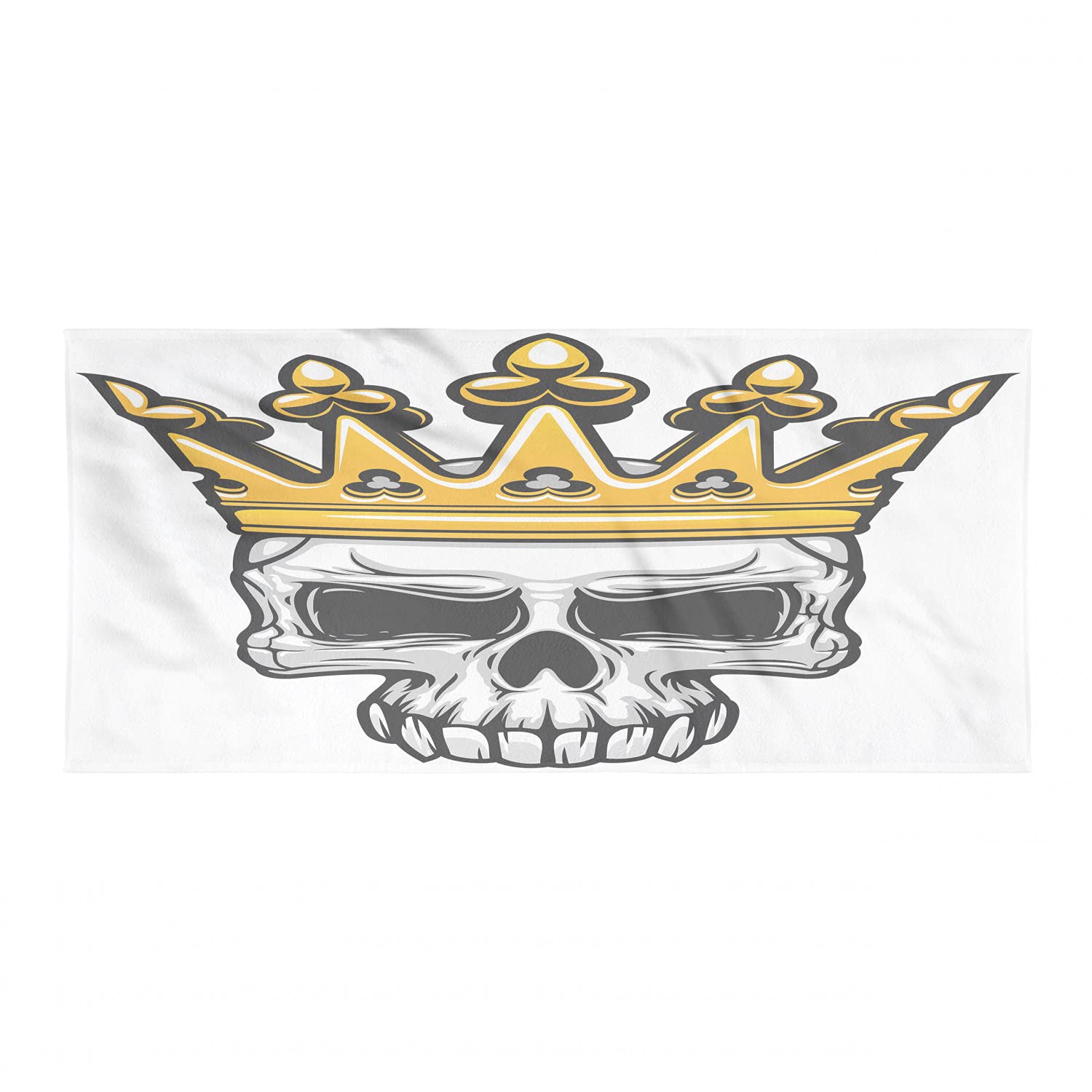 Ambesonne King Hiking Towel - Hand Drawn Crowned Skull Design, Quick Dry Soft Lightweight Microfiber for Camping, Backpacking & Sports | Halloween Themed Orange & Pale Grey Towel for Outdoor Adventures, Gym & Beach Use