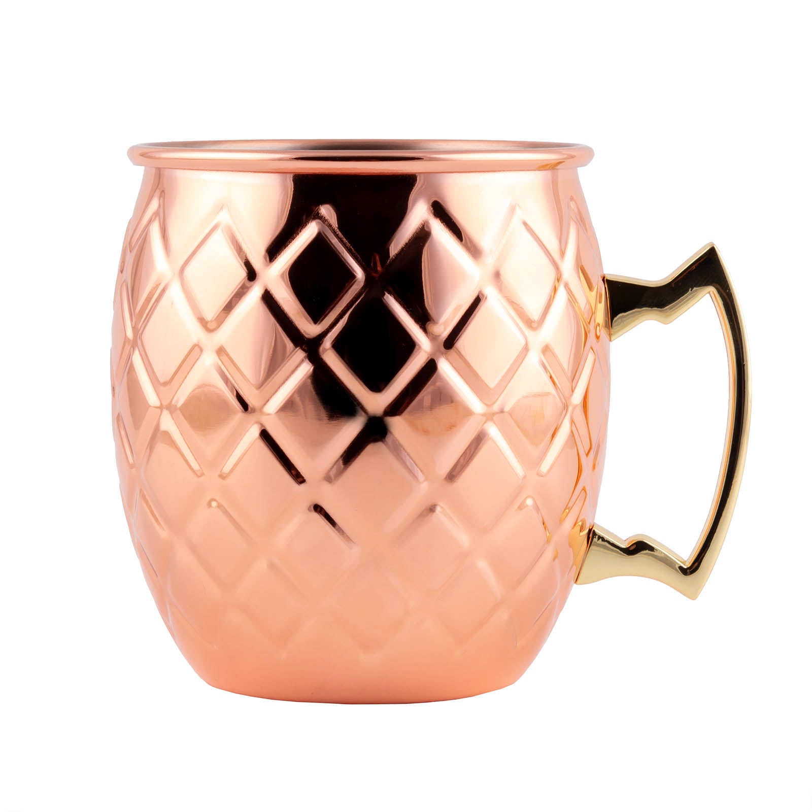 Premium Diamond Moscow Mule Mug - 18oz Copper Plated Cocktail Cup for Gin, Vodka & Whiskey - Perfect for Parties, Gifts & Home Bar Decor