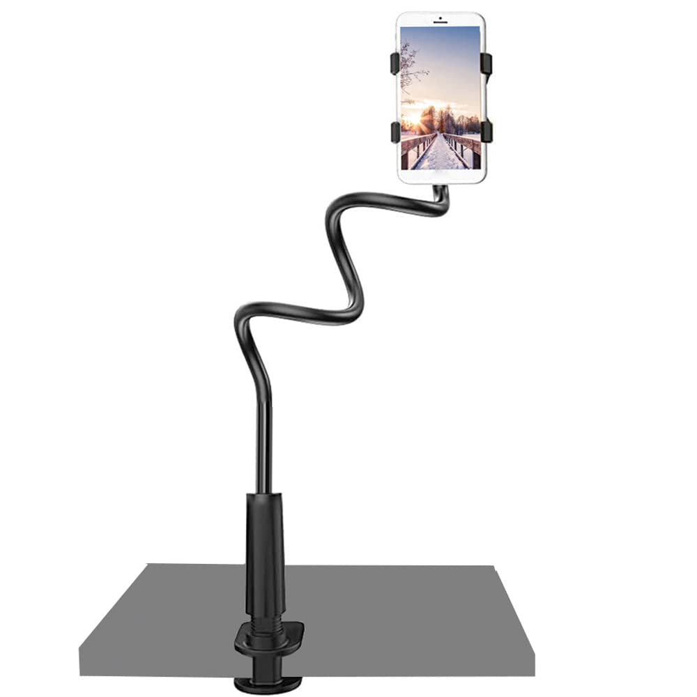 Flexible Gooseneck Phone Holder for Bed - 360° Adjustable Lazy Arm Mount with Universal Clip for iPhone, Samsung & All Smartphones | Perfect for Bedside, Desk, Office & Reading in Bed