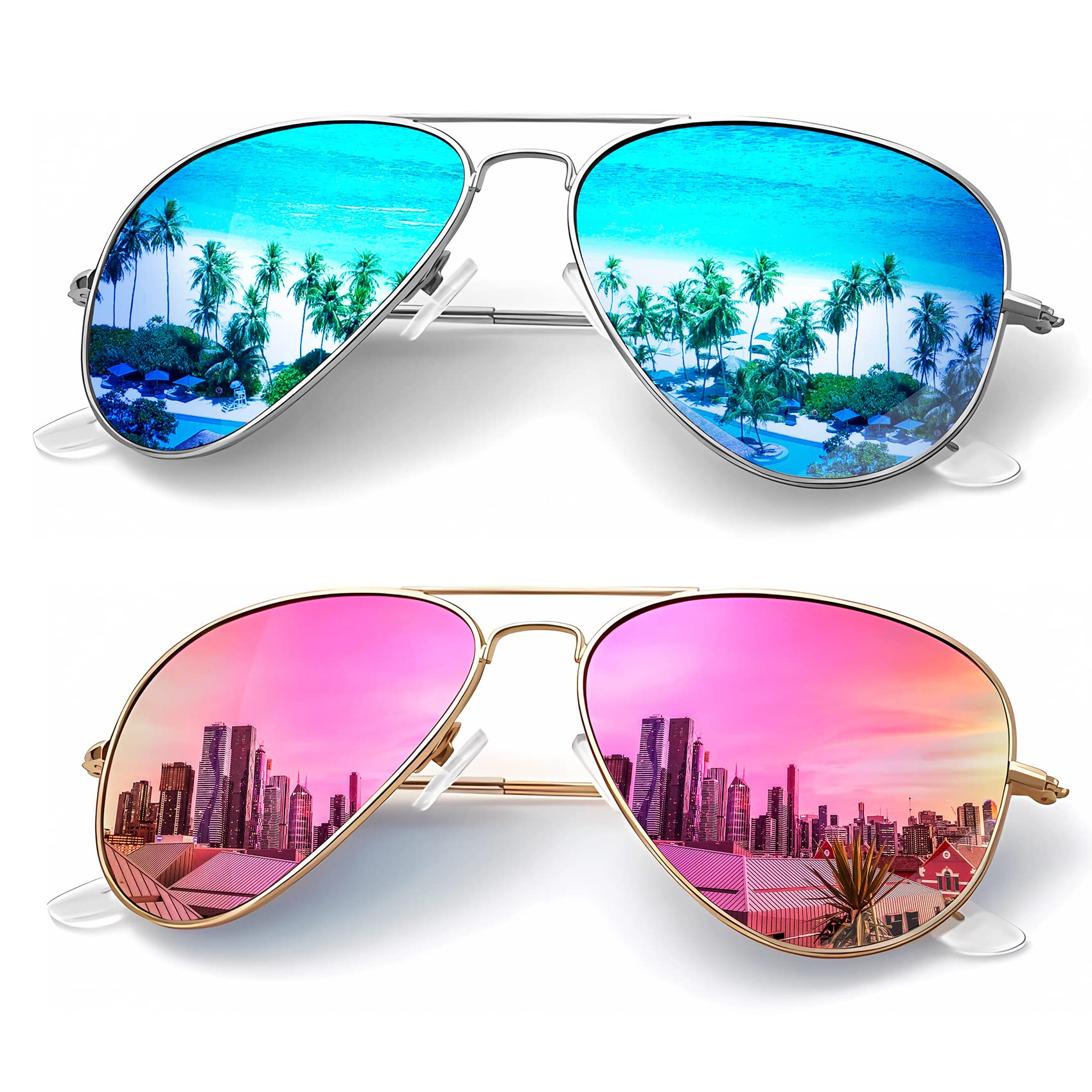 KALIYADI Classic Aviator Sunglasses for Men & Women - Polarized UV Protection Lenses - Perfect for Driving, Outdoor Activities & Fashion Accessories