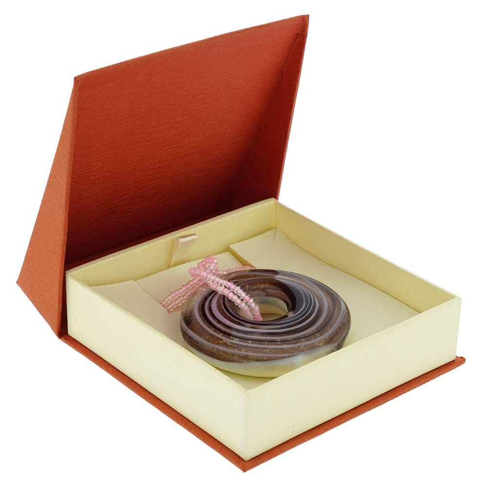 Venetian Murano Glass Bagel Pendant Necklace - Handcrafted Purple Jewelry for Women | Perfect Gift for Birthday, Anniversary & Special Occasions