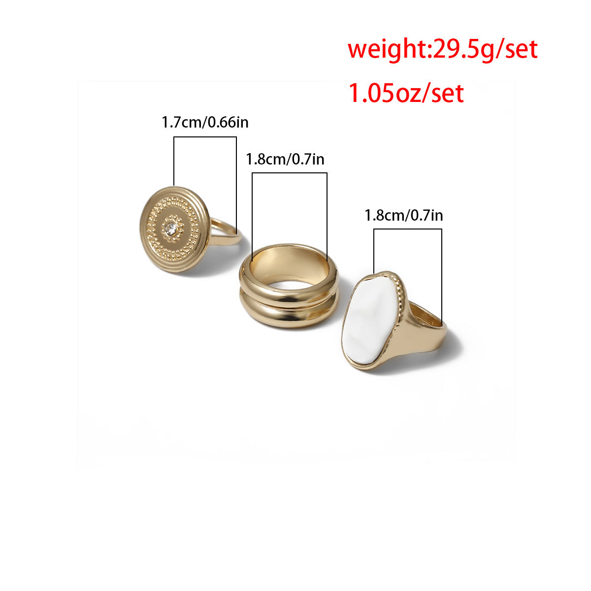Geometric Ring Set for Women - 3 Piece Stackable Boho Jewelry for Everyday Wear & Layering | Perfect for Casual, Office & Special Occasions