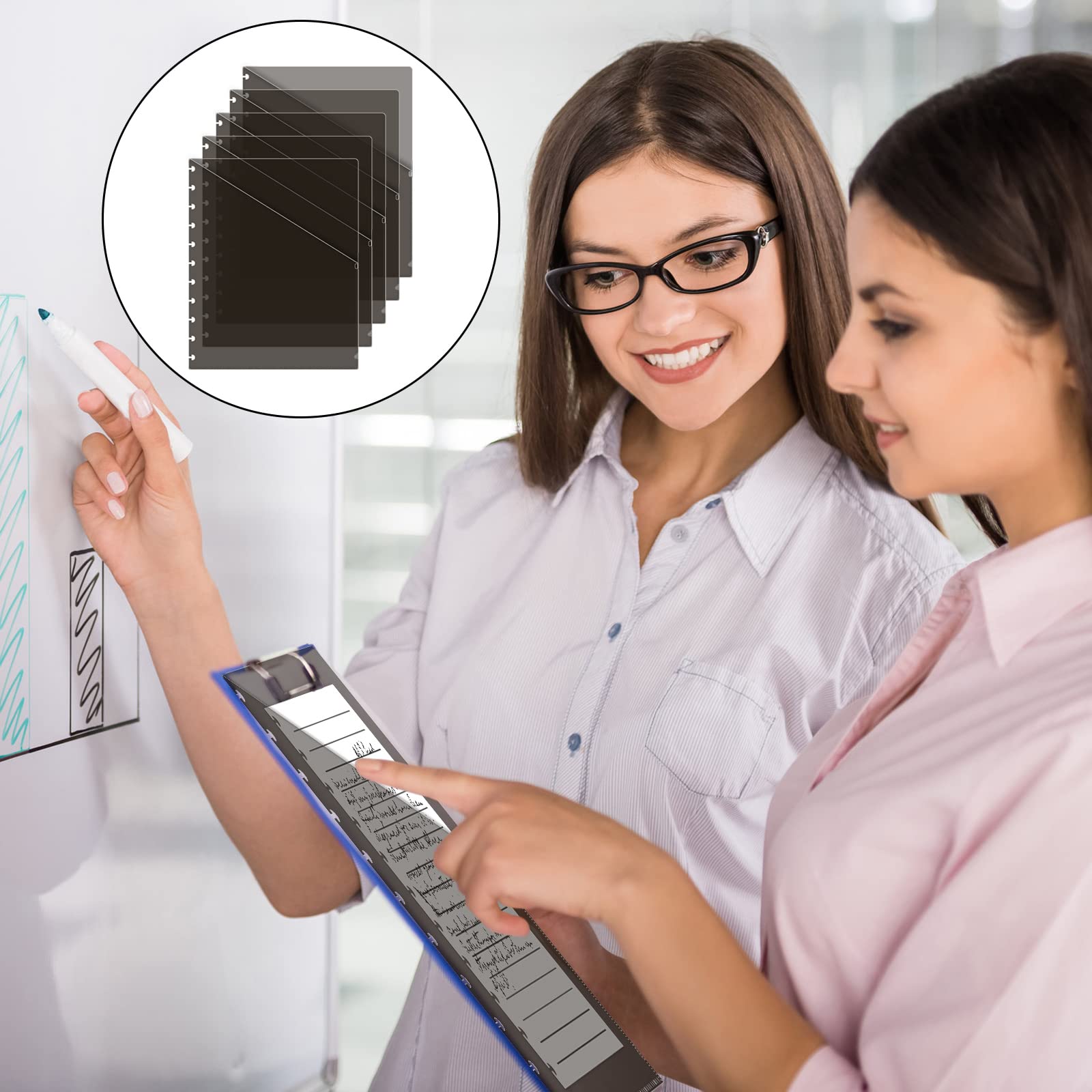 10-Pack Gray Translucent Discbound Dividers with Pockets - Letter Size (9.3 x 11 inch) Binder Index Organizer - Plastic Binder Accessories for Office, School & Home Organization
