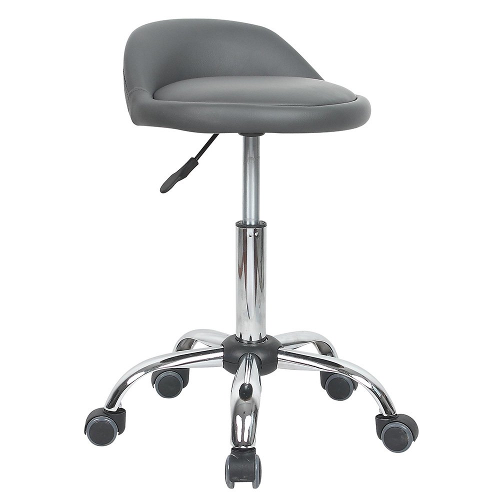 Juno Adjustable Height Rolling Stool with Wheels - Gray Ergonomic Office Chair for Dentists, Salon Stylists & Industrial Workstations