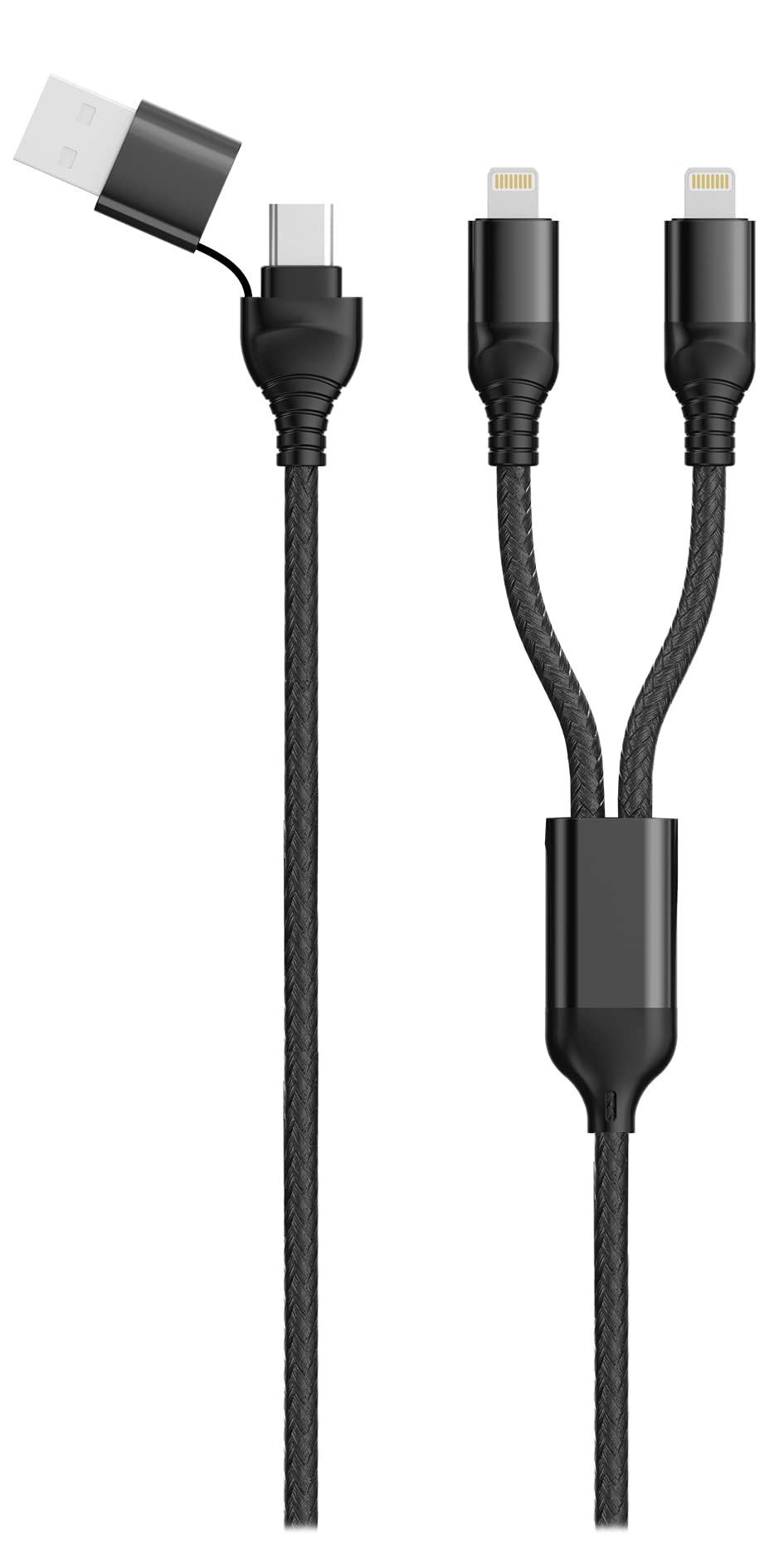 2GO Duo Fast Charging Cable - USB to Lightning & Type C, 120cm (4ft) - Compatible with iPhone, iPad, Samsung - Perfect for Home, Office & Travel Charging