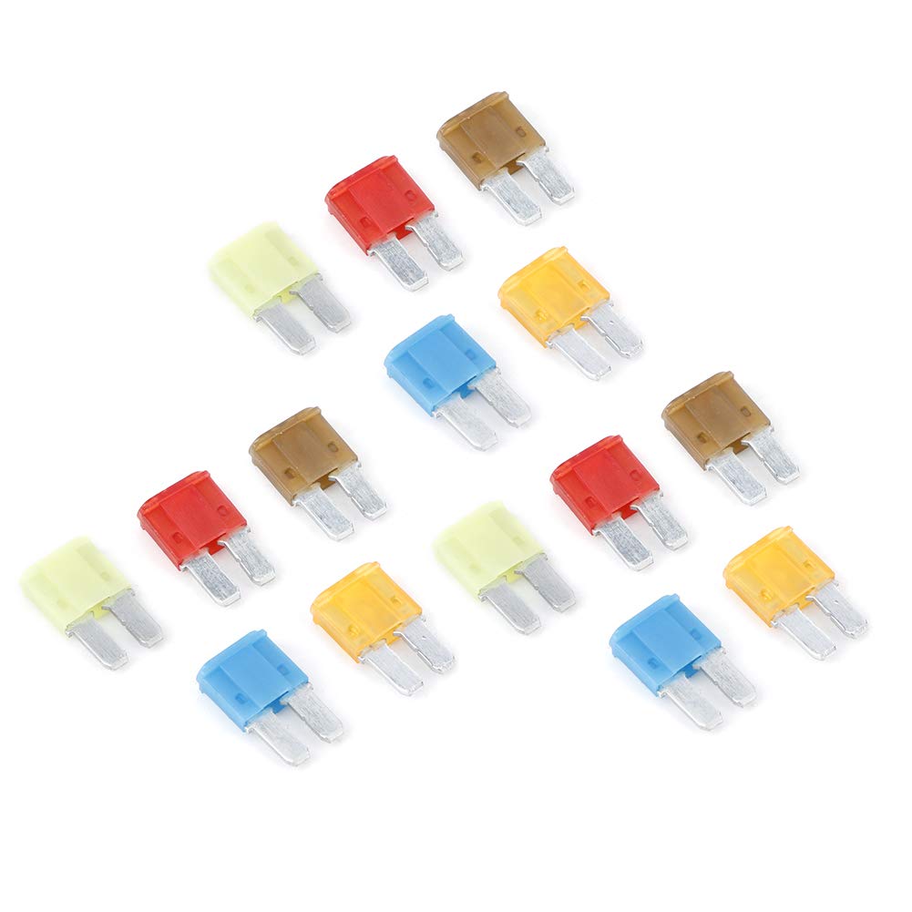 15pcs Assorted Car Blade Fuse Kit - 5A 7.5A 10A 15A 20A Micro 2 Auto Fuses for Circuit Protection - Perfect for Cars, Trucks & Automotive Electrical Repairs