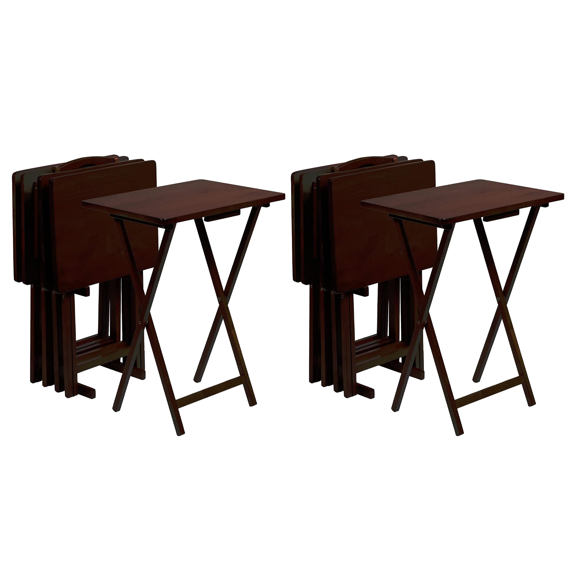 Premium PJ Wood Solid & Sturdy Portable Folding TV Tray Table - Espresso Brown (10-Piece Set) | Snack Desk, Laptop Stand, Breakfast in Bed, Living Room & Dorm Essential
