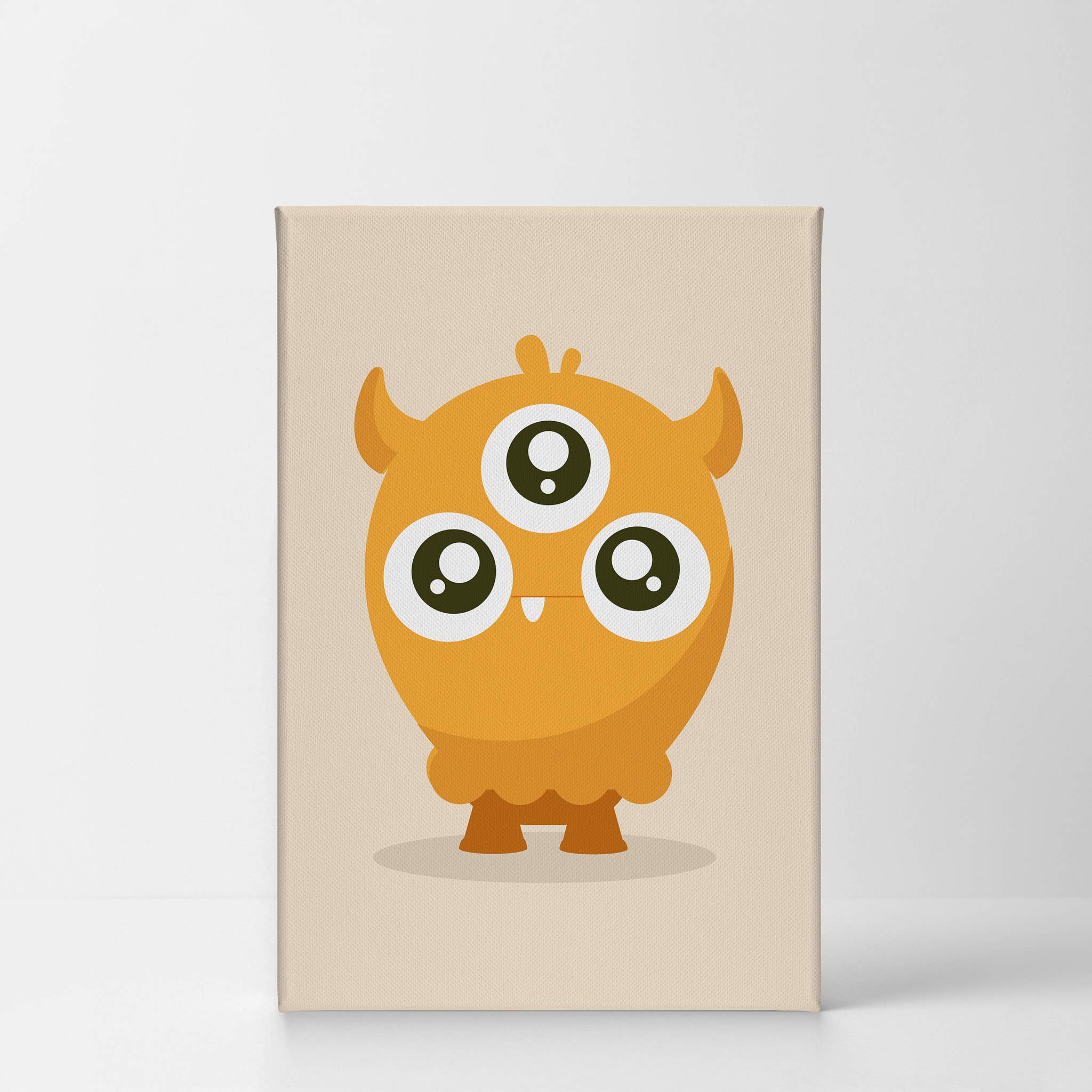 Orange Monster Canvas Print - Smile Art Design Kids Room Decor, Nursery Wall Art, Ready to Hang (28x19 Inches) - Perfect for Baby Rooms, Playrooms & Children's Bedrooms | Made in USA