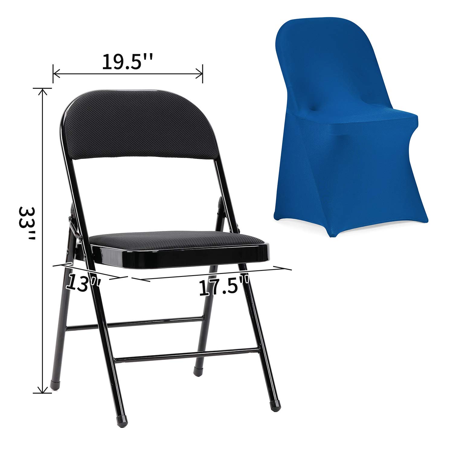 Peomeise Stretch Spandex Folding Chair Covers - 6 Pack Classic Blue Elastic Banquet Chair Slipcovers for Wedding, Party, Dining & Special Events - Perfect for Indoor & Outdoor Decorations