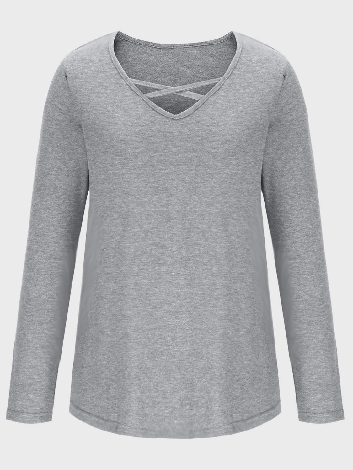 Crisscross V Neck Long Sleeve T-Shirt for Women - Soft Stretchy Casual Top - Perfect for Work, Date Night & Everyday Wear