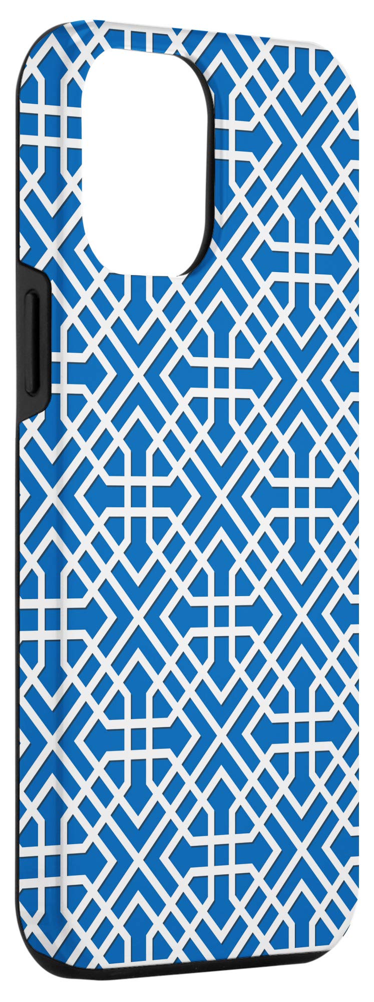 iPhone 12 Pro Max Case - Blue & White Chinoiserie Toile Design with French Chinese Lattice Pattern | Stylish Protective Cover for Work, Travel & Everyday Use