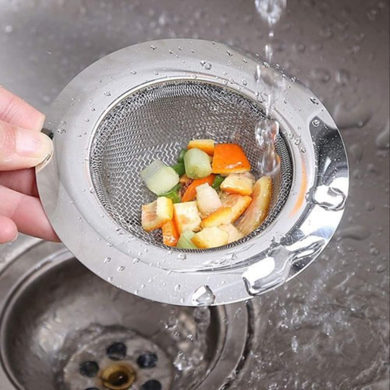 Premium Stainless Steel Kitchen Sink Strainer - 9cm Drain Basket Filter with Fine Mesh for Effective Food Debris Catcher | Ideal for Draining Pasta, Washing Vegetables & Preventing Clogs
