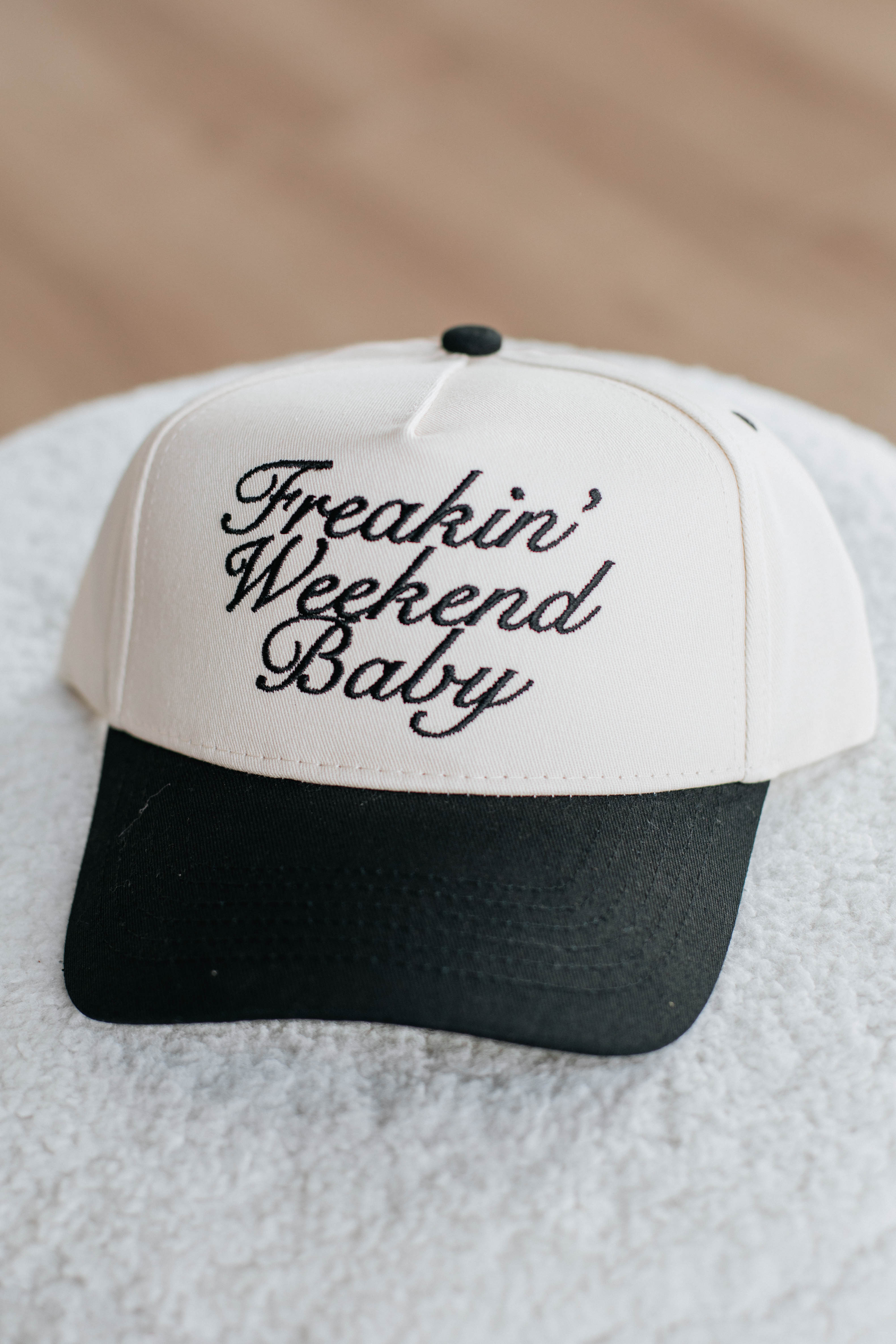 Freakin' Weekend Baby Trucker Hat - Black Adjustable Dad Cap for Men & Women - Perfect for Outdoor Activities, Concerts and Casual Wear