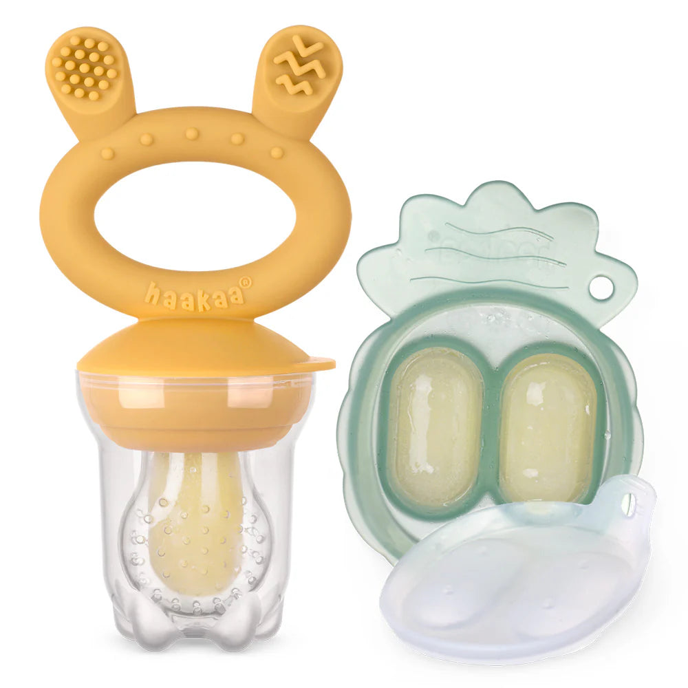 Haakaa Baby Fresh Food Feeder with Mini Nibble Tray - Perfect for Teething Infants & Introducing Solid Foods - Ideal for Home, Travel & Daycare Use