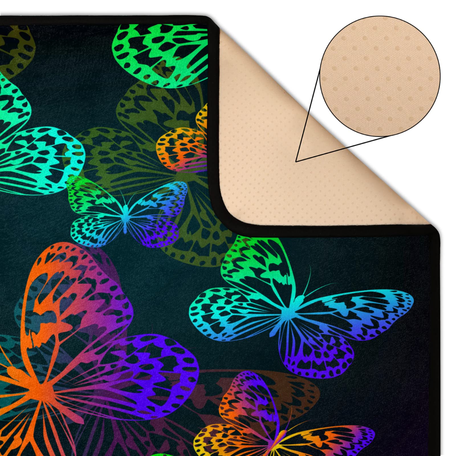 Butterfly Print Area Rug - Non-Slip Soft Shaggy Carpet for Living Room, Bedroom, Dining Room - Large 200x150cm (5'3