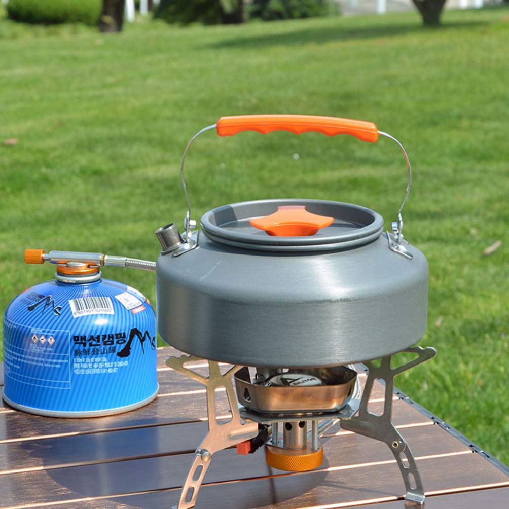 Hemoton Stainless Steel Camping Tea Kettle - 1L Portable Outdoor Kettle for Hiking, Picnic & Backpacking - Lightweight Boiling Water Pot for Campfire, RV & Emergency Preparedness