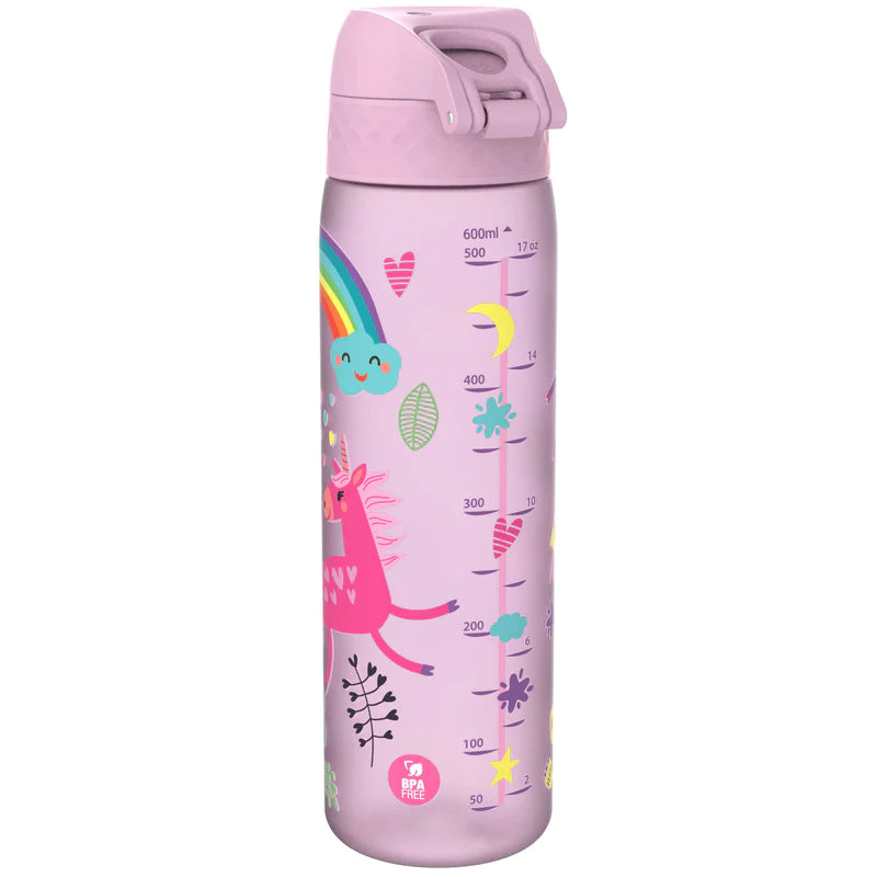 Ion8 Slim Water Bottle - Leak Proof, BPA Free, 500ml, Unicorn Purple - Perfect for Gym, Hiking & School Hydration