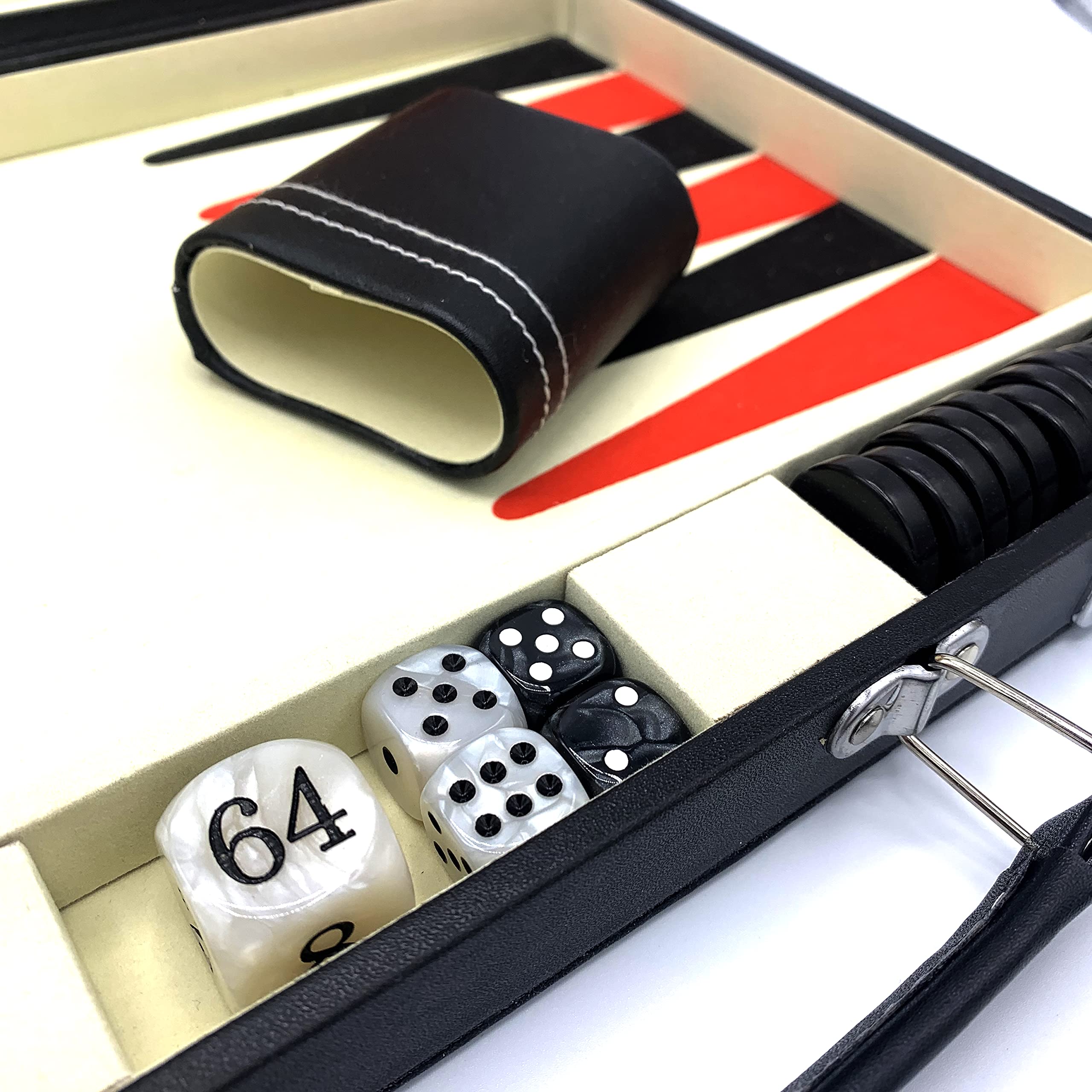 Luck Lab Backgammon Pearl Dice Set - 22mm Doubling Cube & Four 16mm Dice with Bonus Storage Bag, Black/White Marbleized - Premium Game Accessories for Backgammon, Board Games, Casino Night & Gifts