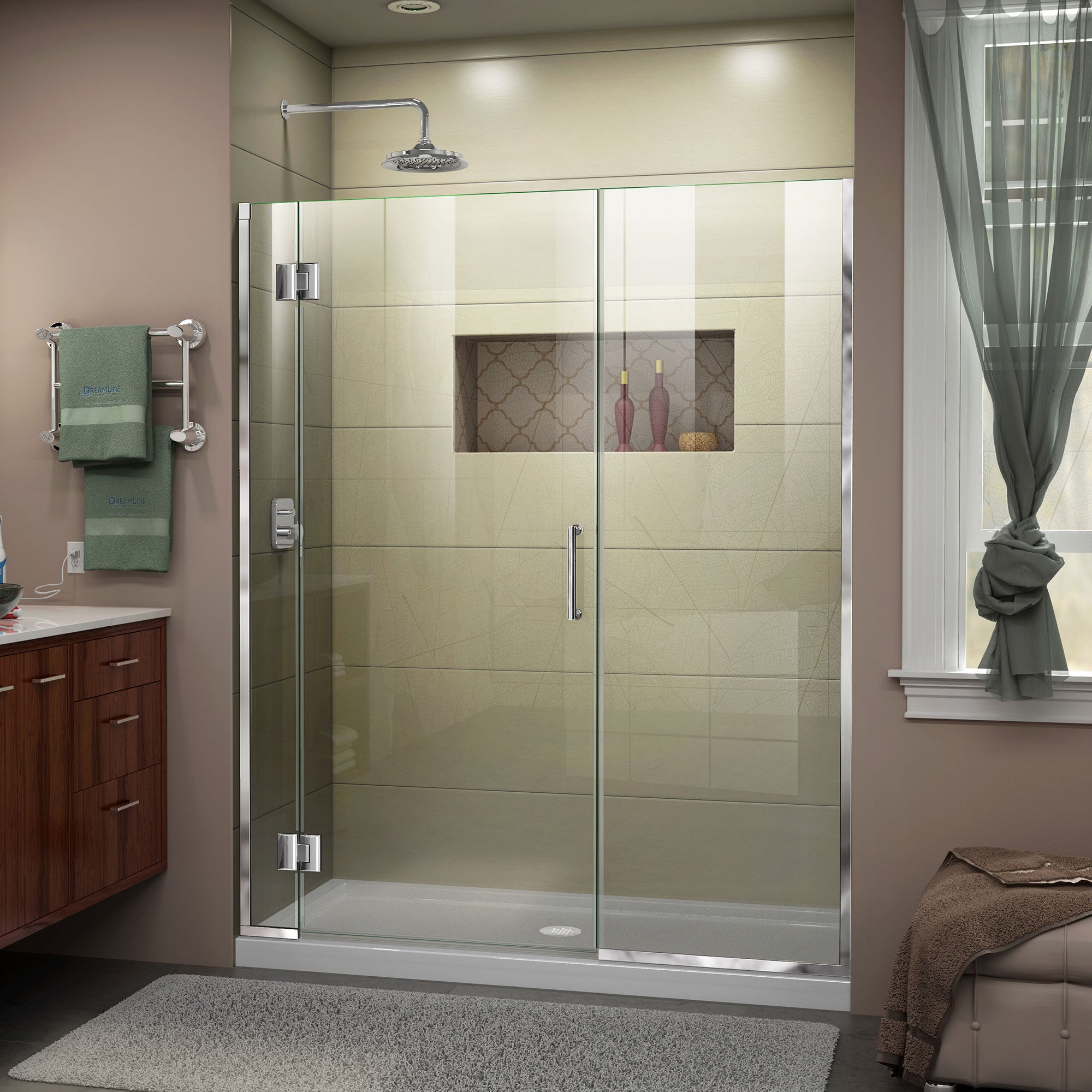 DreamLine Unidoor X Frameless Hinged Shower Door 55.5
