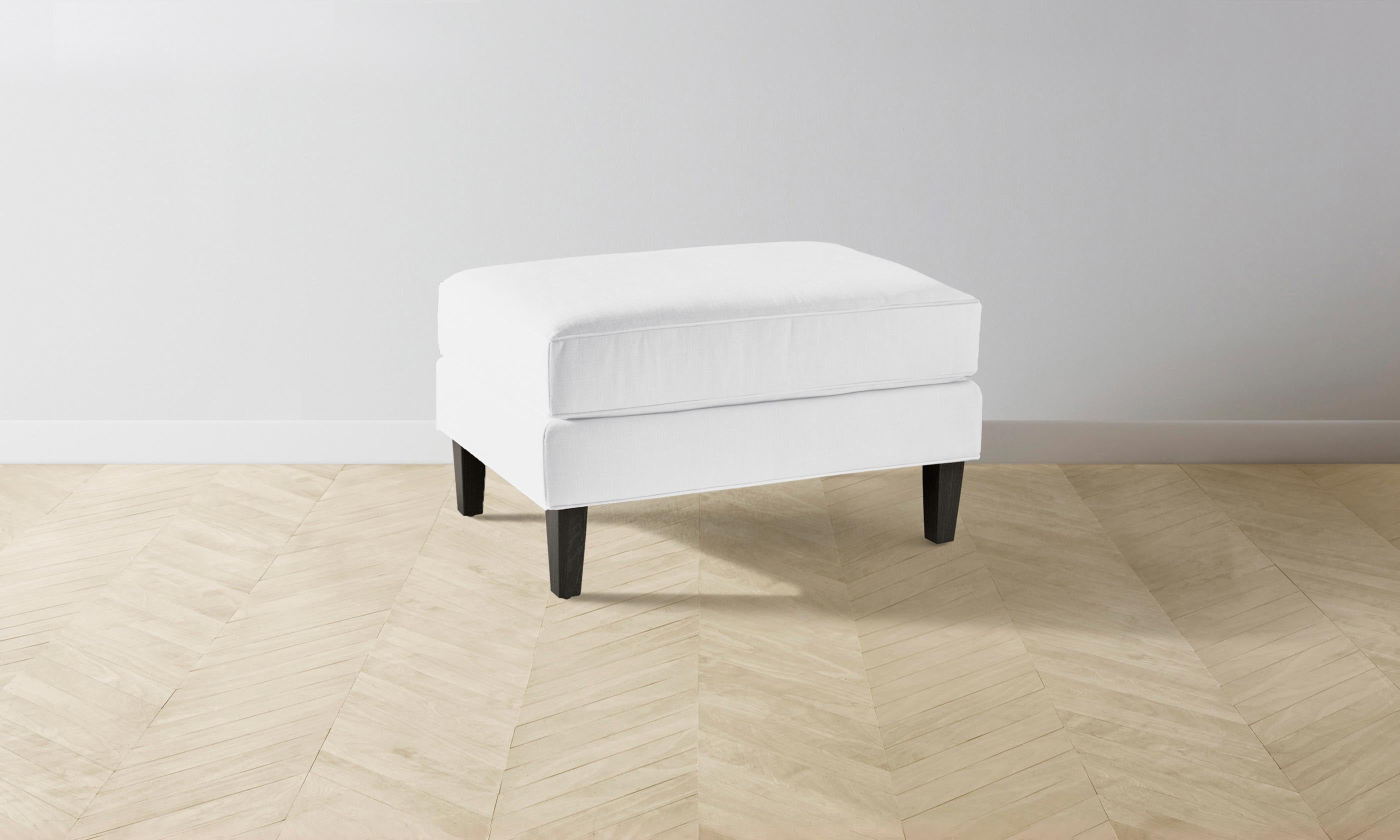 The Crosby Ottoman - Performance Linen Weave in Pure White | Modern Living Room & Bedroom Accent Furniture for Cozy Home Decor