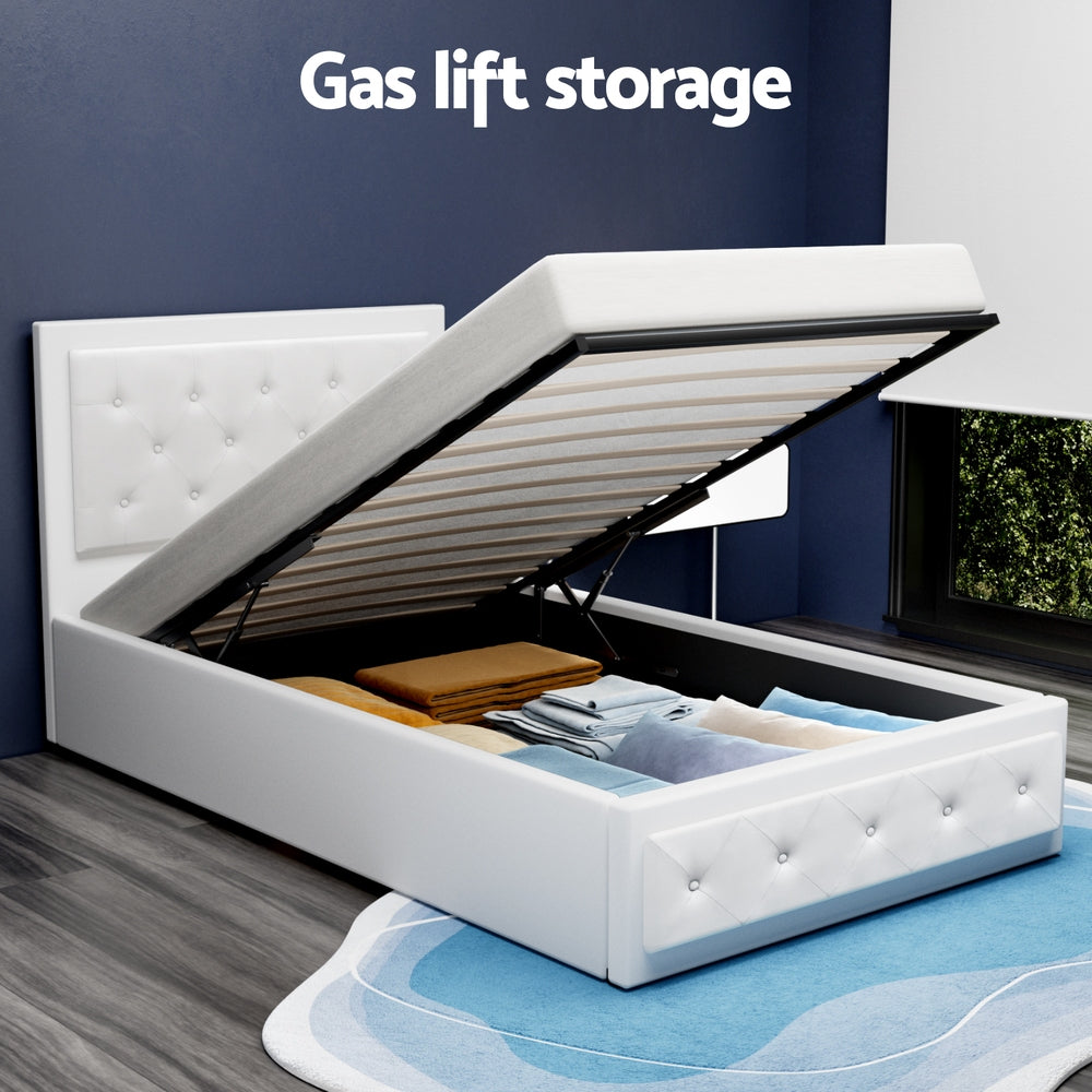 Bronte Storage King Single Bed Frame - White | Space-Saving Bed with Underbed Storage | Perfect for Small Bedrooms, Kids Rooms & Dormitories
