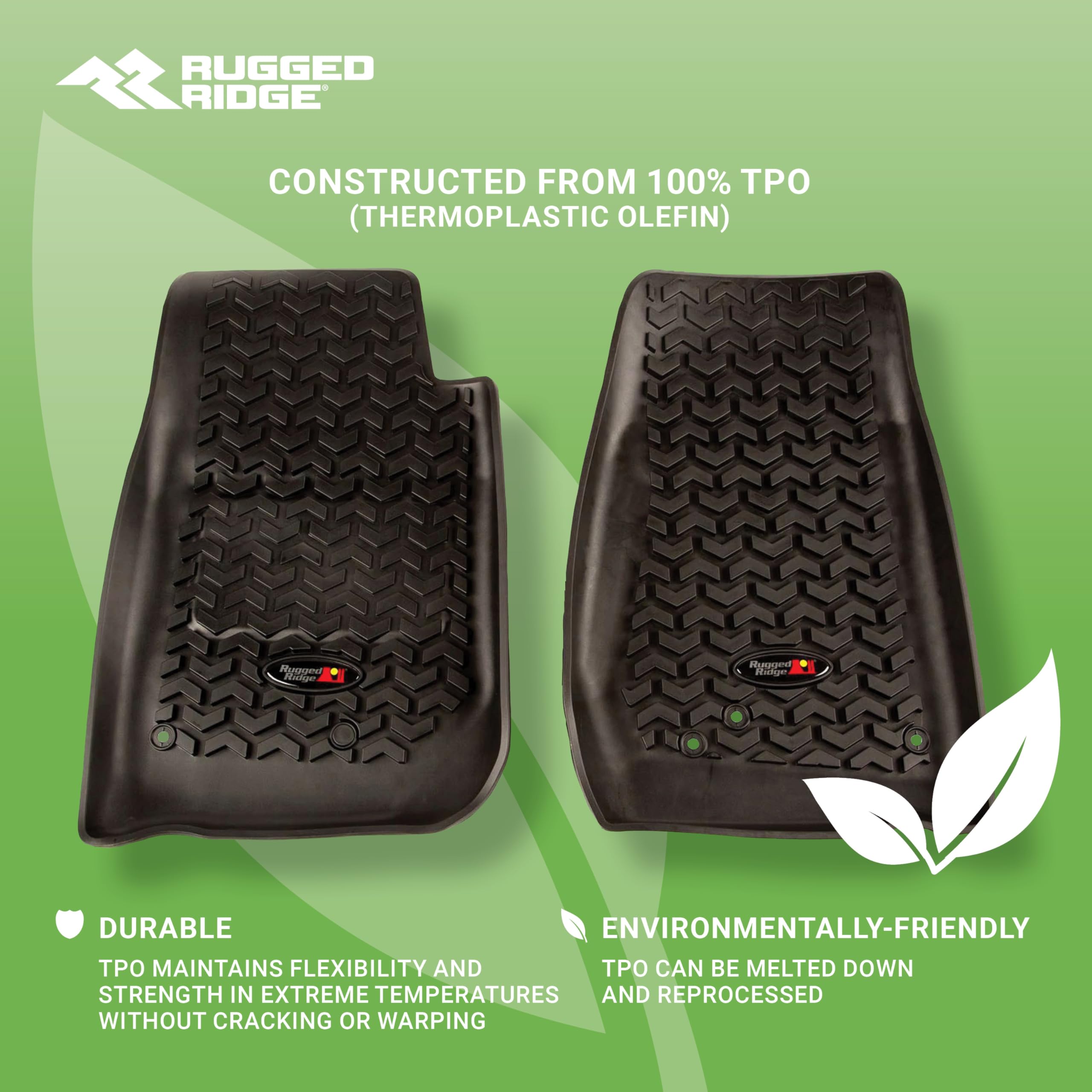 Rugged Ridge All-Terrain Front Floor Liners for 2007-2013 Chevy Silverado 1500 & GMC Sierra 1500 | Extended & Crew Cab | Also Fits 2007-2014 2500/3500 Models, Suburban, Tahoe, Yukon | Heavy Duty Protection for Off-Road & Daily Driving