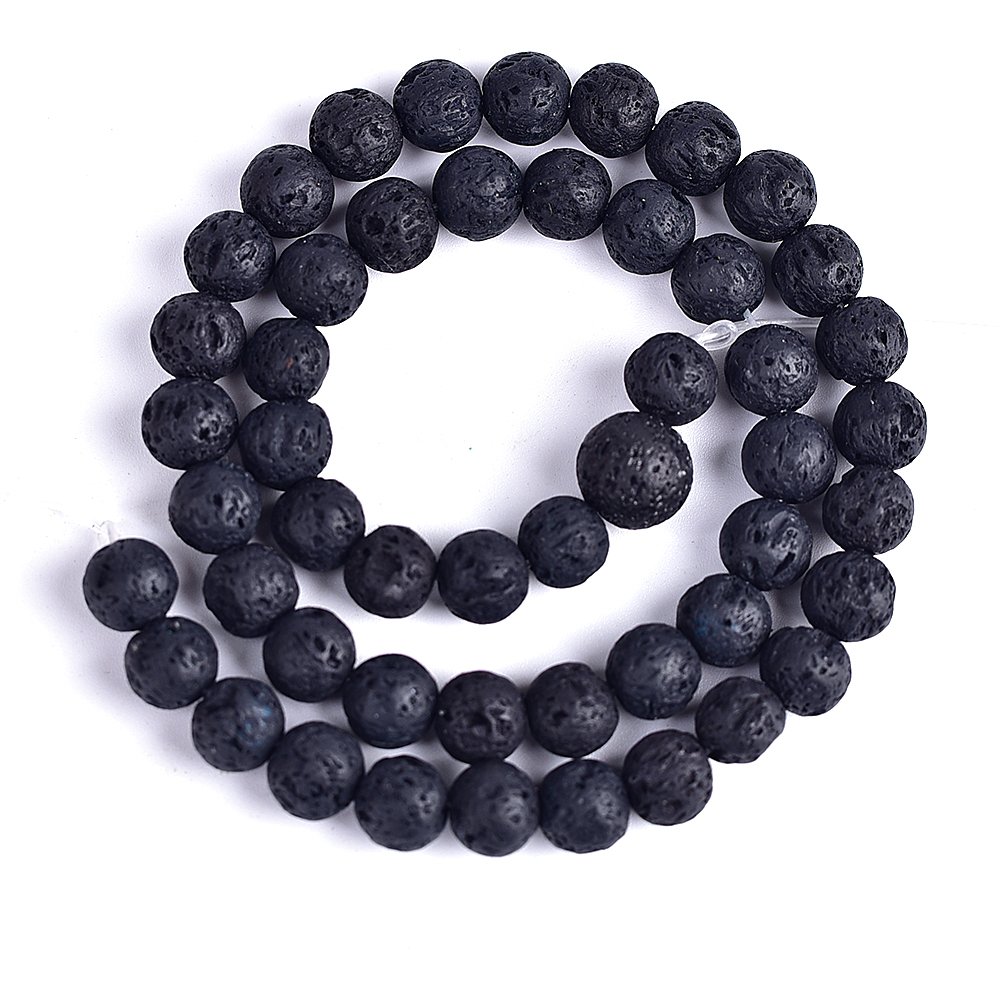 6mm Black Lava Rock Beads for Jewelry Making - Natural Gemstone Beads for DIY Bracelets, Necklaces & Essential Oil Diffusers (60pcs/Strand) - Perfect for Spiritual Healing, Meditation & Handmade Crafts
