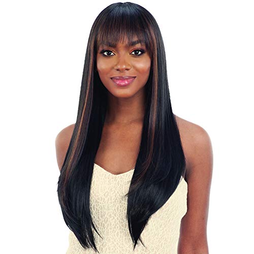 Freetress Equal Synthetic Freedom Wig FW-002 (1B Off Black) - Natural Looking Heat Resistant Hairpiece for Women | Perfect for Daily Wear, Cosplay & Special Occasions
