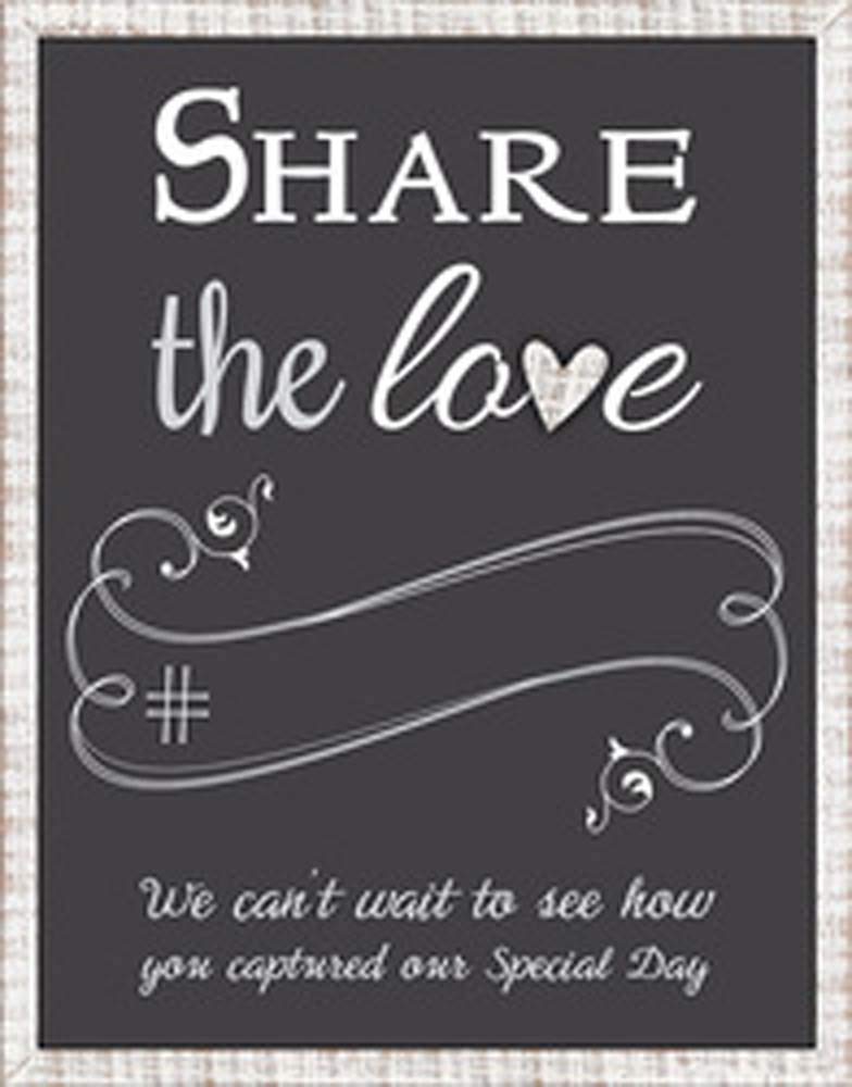 Malden International Designs Share The Love Chalk Wedding Sign - Elegant Rustic Chalkboard for Weddings, Anniversaries & Home Decor