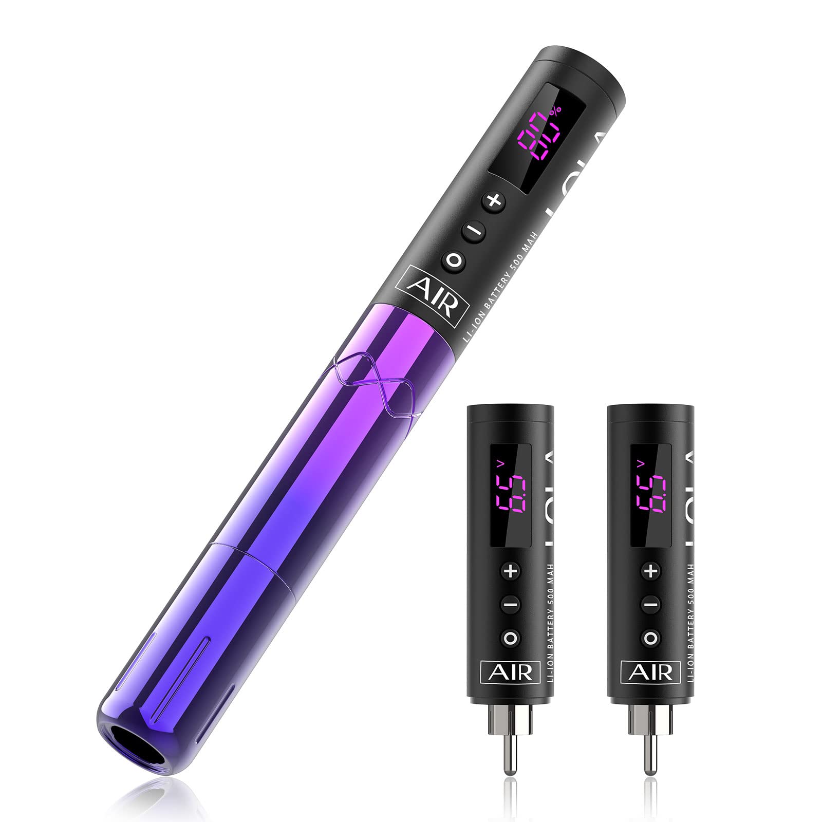 Professional EZ Wireless Tattoo Machine Kit - Permanent Makeup Pen with 3 Rechargeable Batteries, Rotary Tattoo Gun for Cartridge Needles - Ideal for Tattoo Artists & Beginners (LOLA AIR Purple Gradient) - Perfect for Eyebrow Microblading, Lip Contouring & Body Art Tattoos