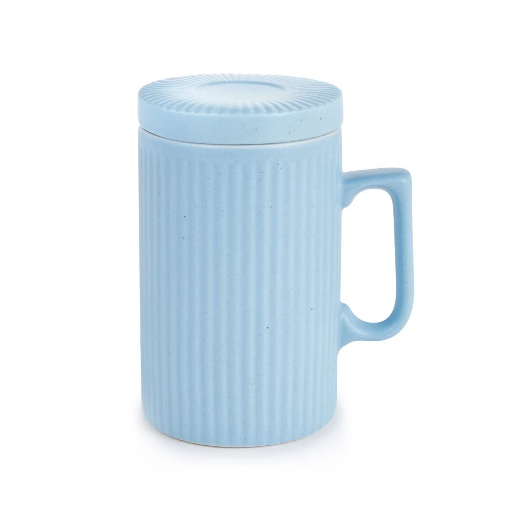 16oz Insulated Coffee Mug with Lid & Coaster - Leakproof Travel Tea Cup, Dishwasher & Microwave Safe, Perfect for Office, Car & Outdoor (Blue)