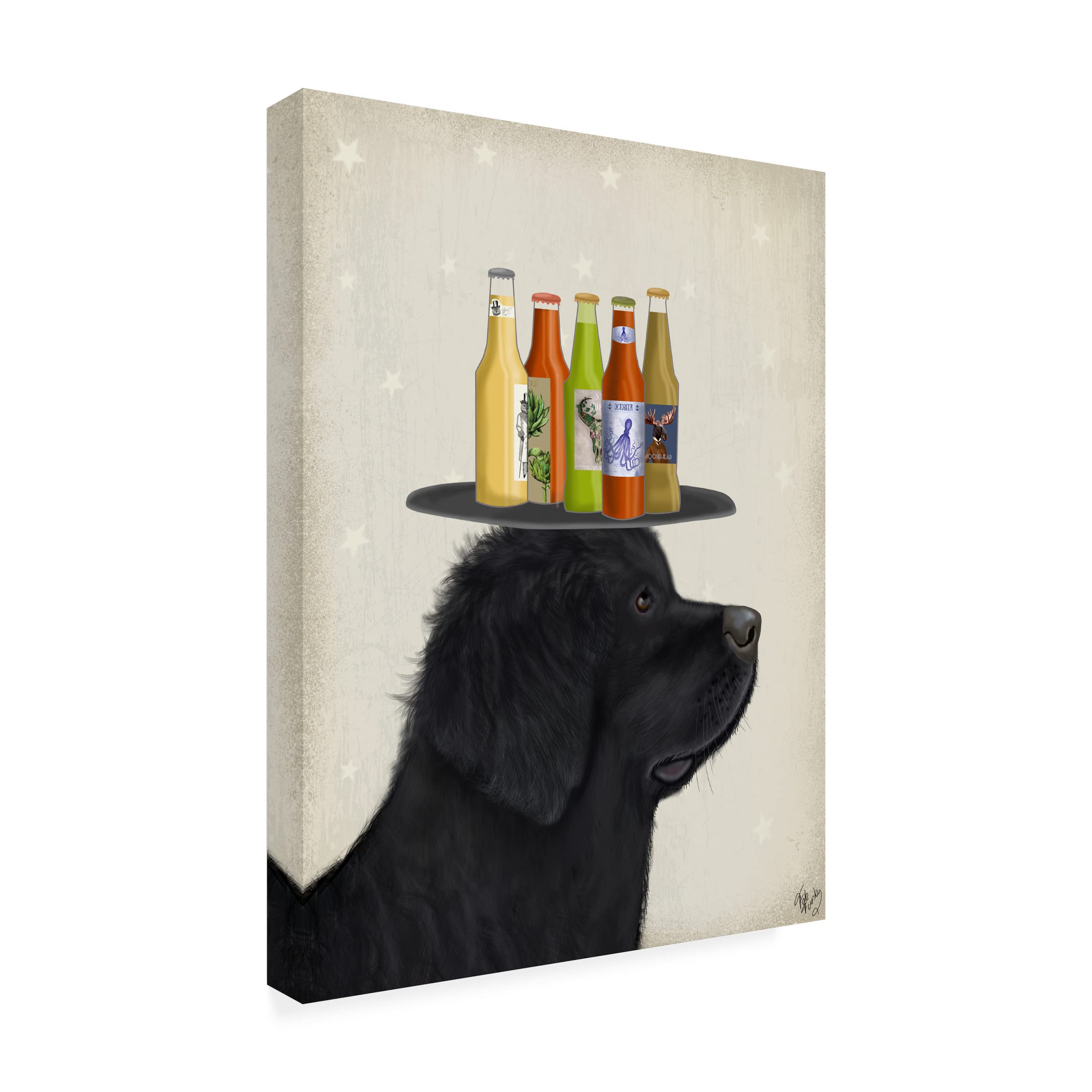 Pit Bull Beer Lover Canvas Wall Art by Fab Funky - Funny Dog Drinking Beer Painting for Man Cave, Bar Decor & Gift for Dog Lovers