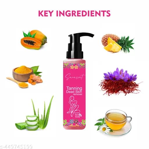 SARASVAT Original Tanning Dead Skin Remover Gel - Exfoliating Body Scrub for Smooth Skin, Oil Control & All Skin Types (100ml) | Perfect for Pre-Tan Prep, Post-Sun Care & Daily Skincare Routine