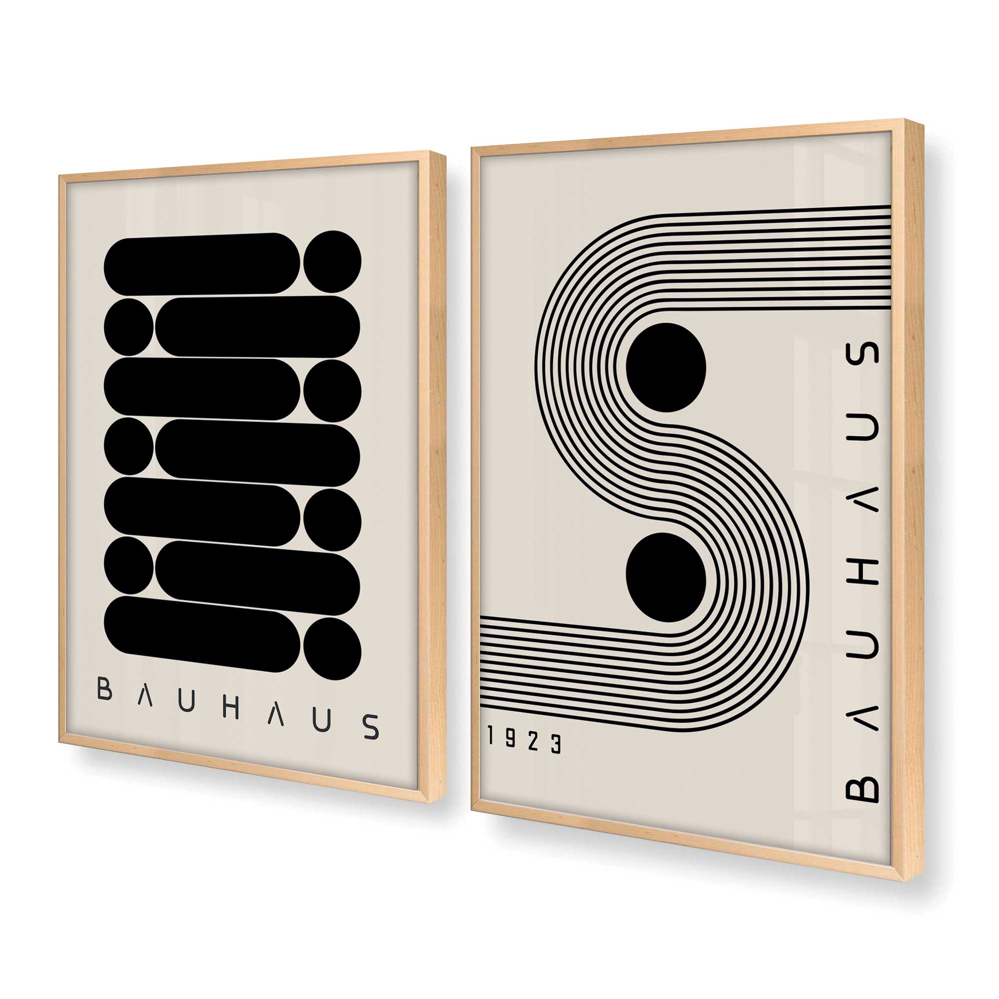 Modern Geometric Bauhaus Art Prints - Set of 2 Minimalist Wall Decor for Living Room, Bedroom & Office | Abstract Line Drawing Posters for Home & Workspace