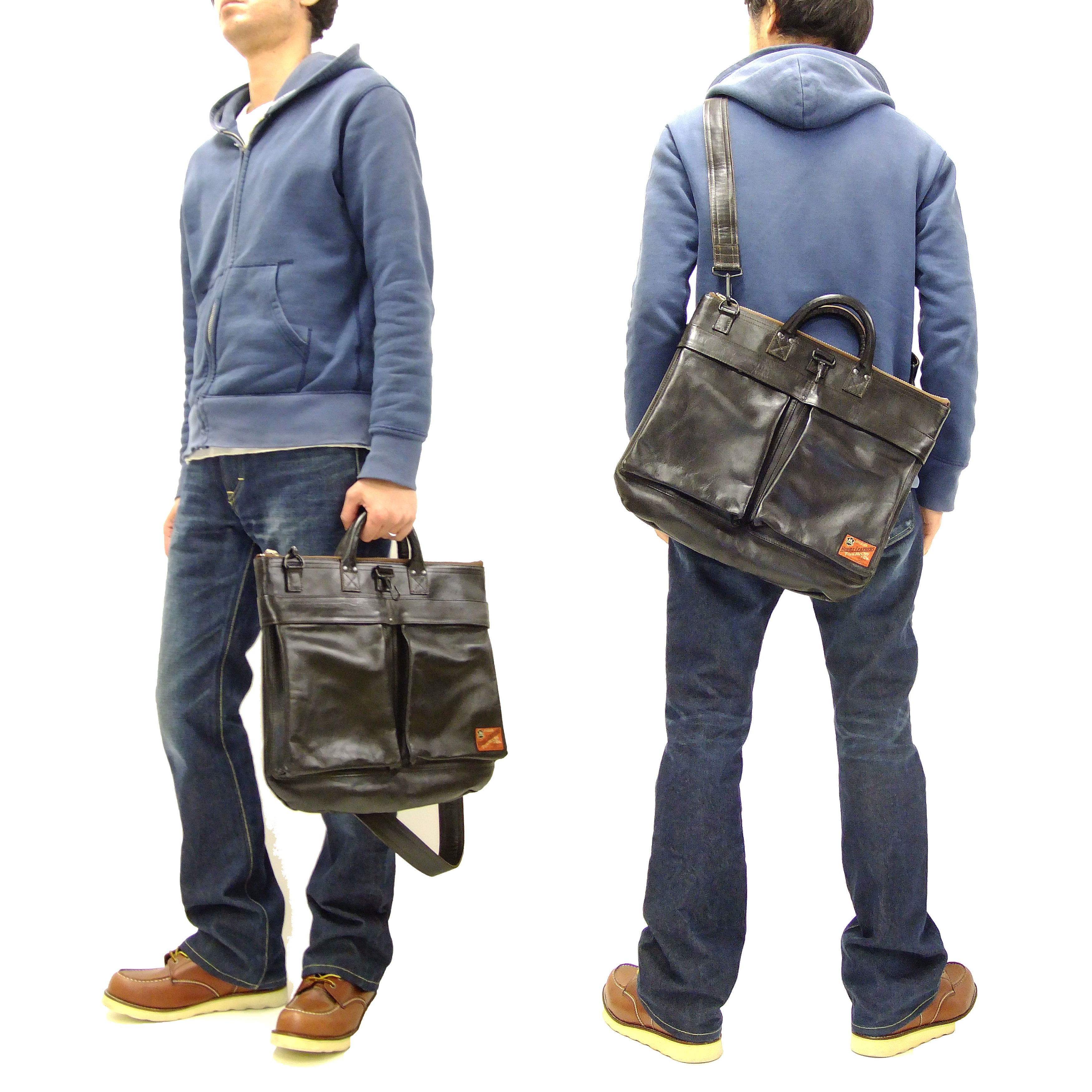TOYS McCOY Men's Vintage Leather Shoulder Bag - Military Inspired USAF Helmet Style with Nickel Zipper (TMA2418 030 Black) - Perfect for Casual Outfits, Travel & Everyday Use