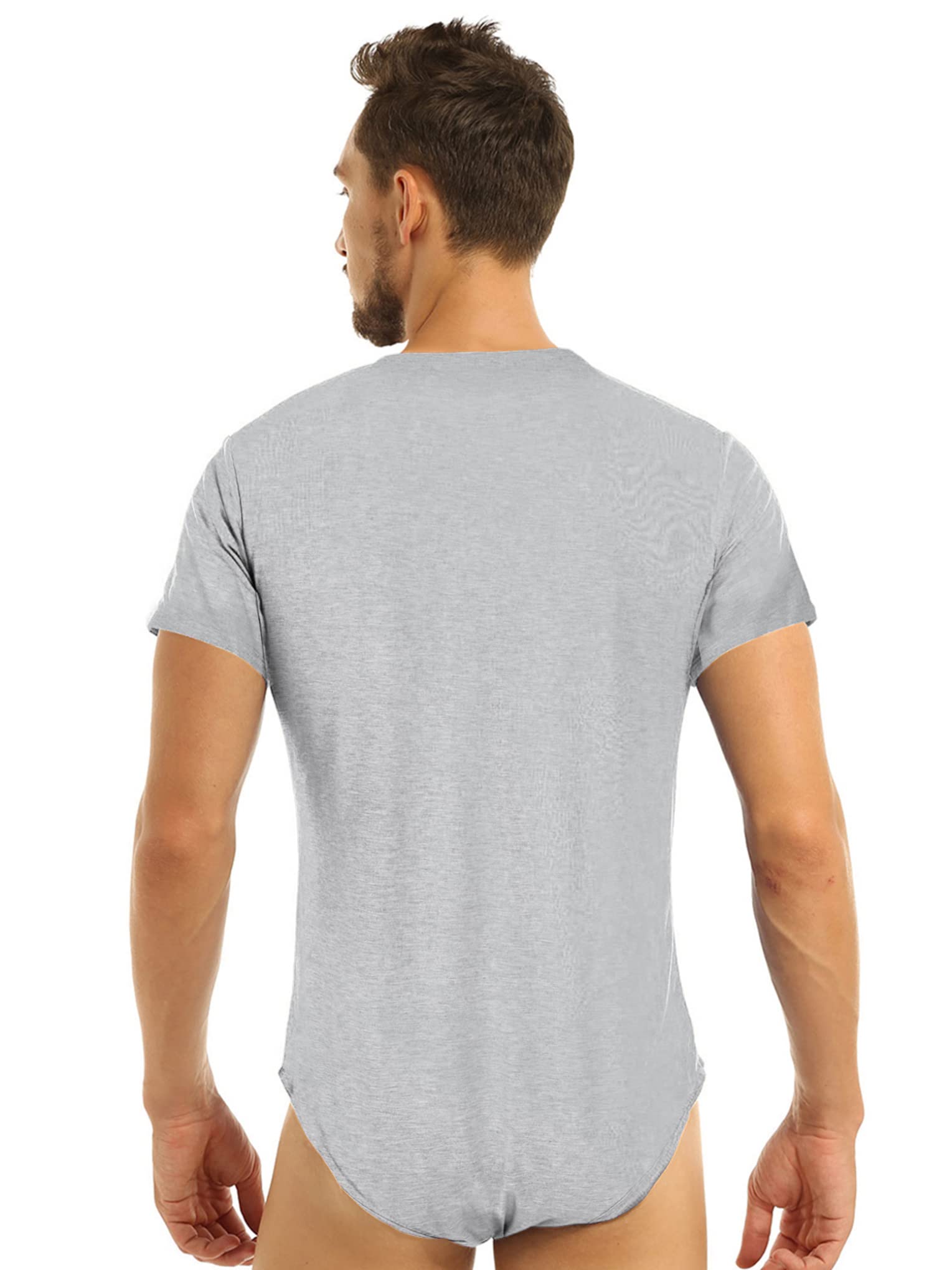 Men's Short Sleeve Bodysuit - Breathable Undershirt with Snap Crotch for Comfort | Perfect for Workout, Yoga, and Sleepwear