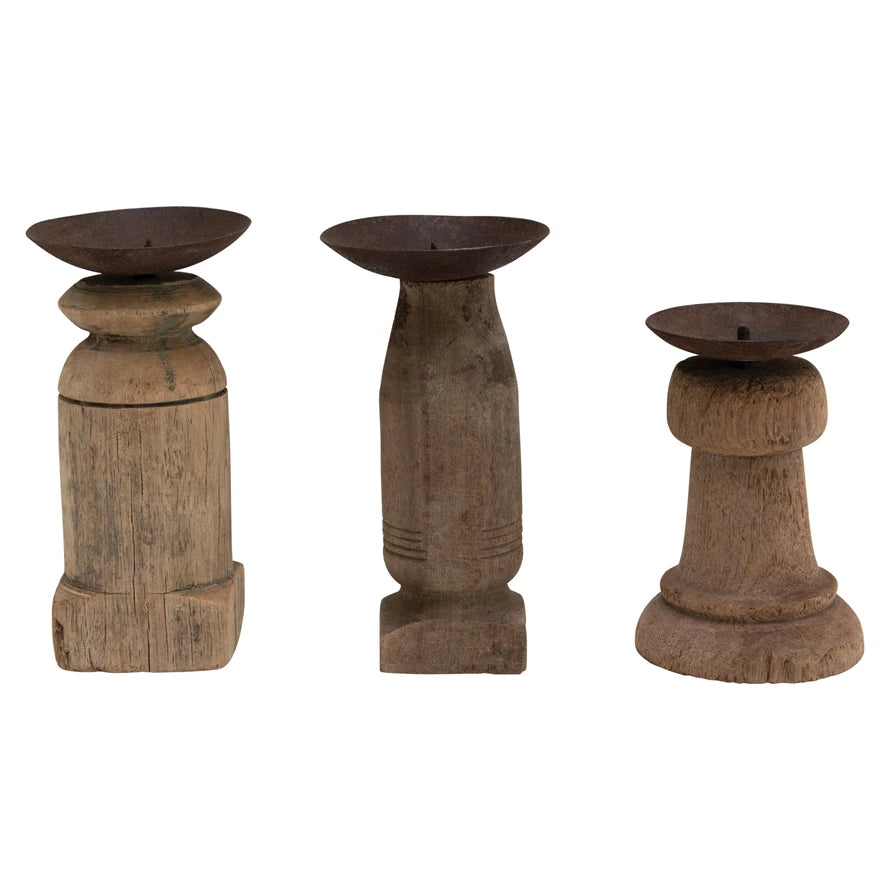 Vintage Hand Carved Wooden Pillar Candle Holder - Elegant Home Decor for Dining Table, Wedding Centerpiece, and Romantic Ambiance