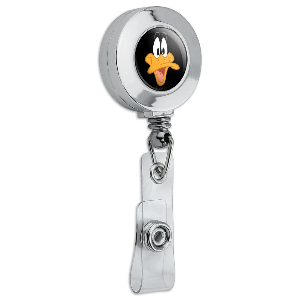 Looney Tunes Daffy Duck Retractable Badge Reel - Chrome ID Card Holder Clip for Work, School, and Office Security