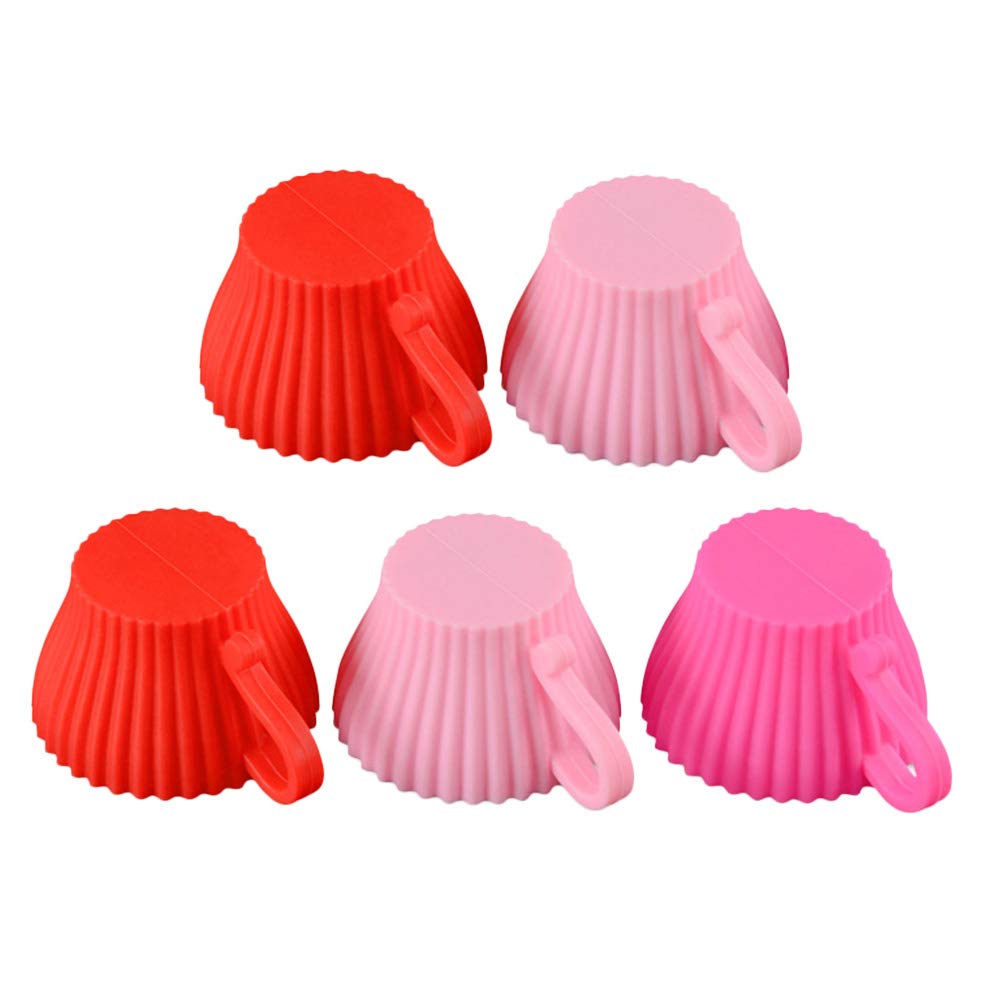 DOITOOL 5-Piece Silicone Cupcake Molds - Reusable Muffin Baking Cups for Homemade Cakes, DIY Desserts - Perfect for Birthday Parties, Baby Showers & Holiday Baking