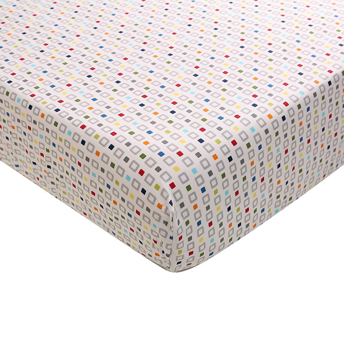 2 PCs Navy Blue Geometric Nursery Crib Bedding Set - Quilt & Fitted Sheet for Baby Boys - Modern Geometric Pattern Cot Bedding - Perfect for Newborns, Infants & Toddlers - Ideal for Nurseries, Daycares & Baby Showers