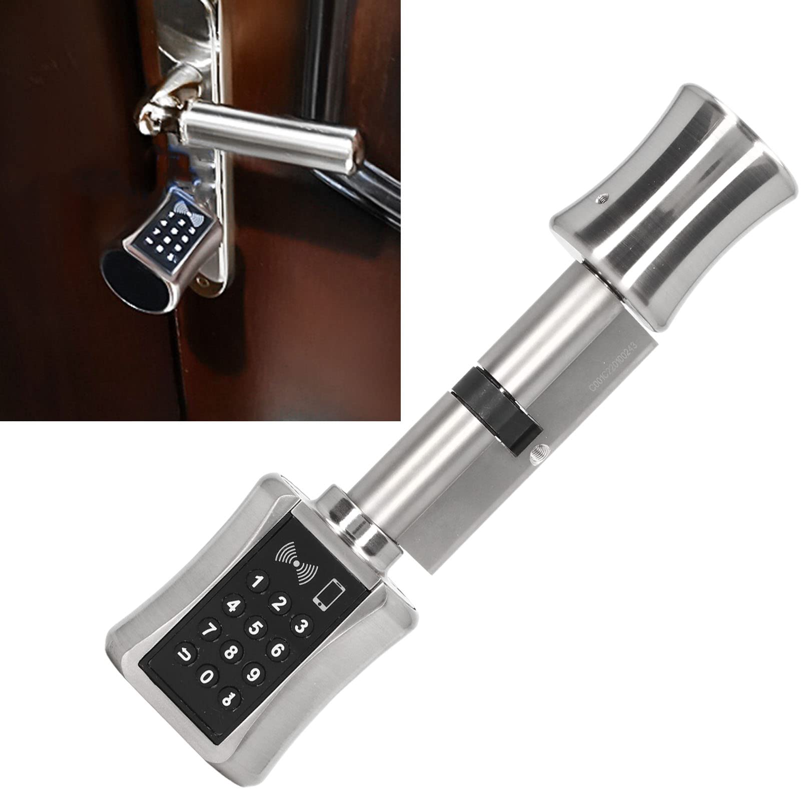 Smart Electronic Door Lock - Stainless Steel & Brass Keyless Cylinder Lock with Emergency Interface for Wooden/Iron Security Doors | Low Power Consumption | Ideal for Homes, Apartments & Offices