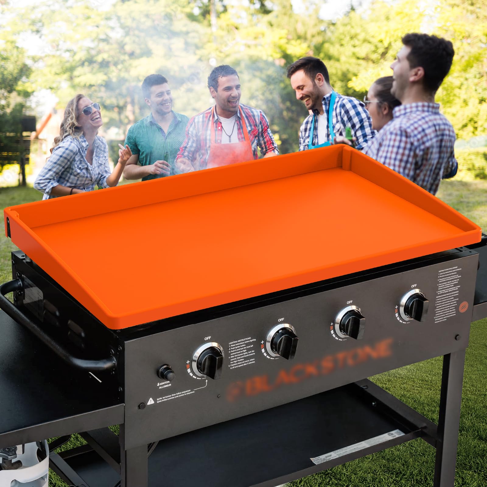 Upgraded Heavy Duty Silicone Griddle Cover Mat - Full Edge Protection for 36