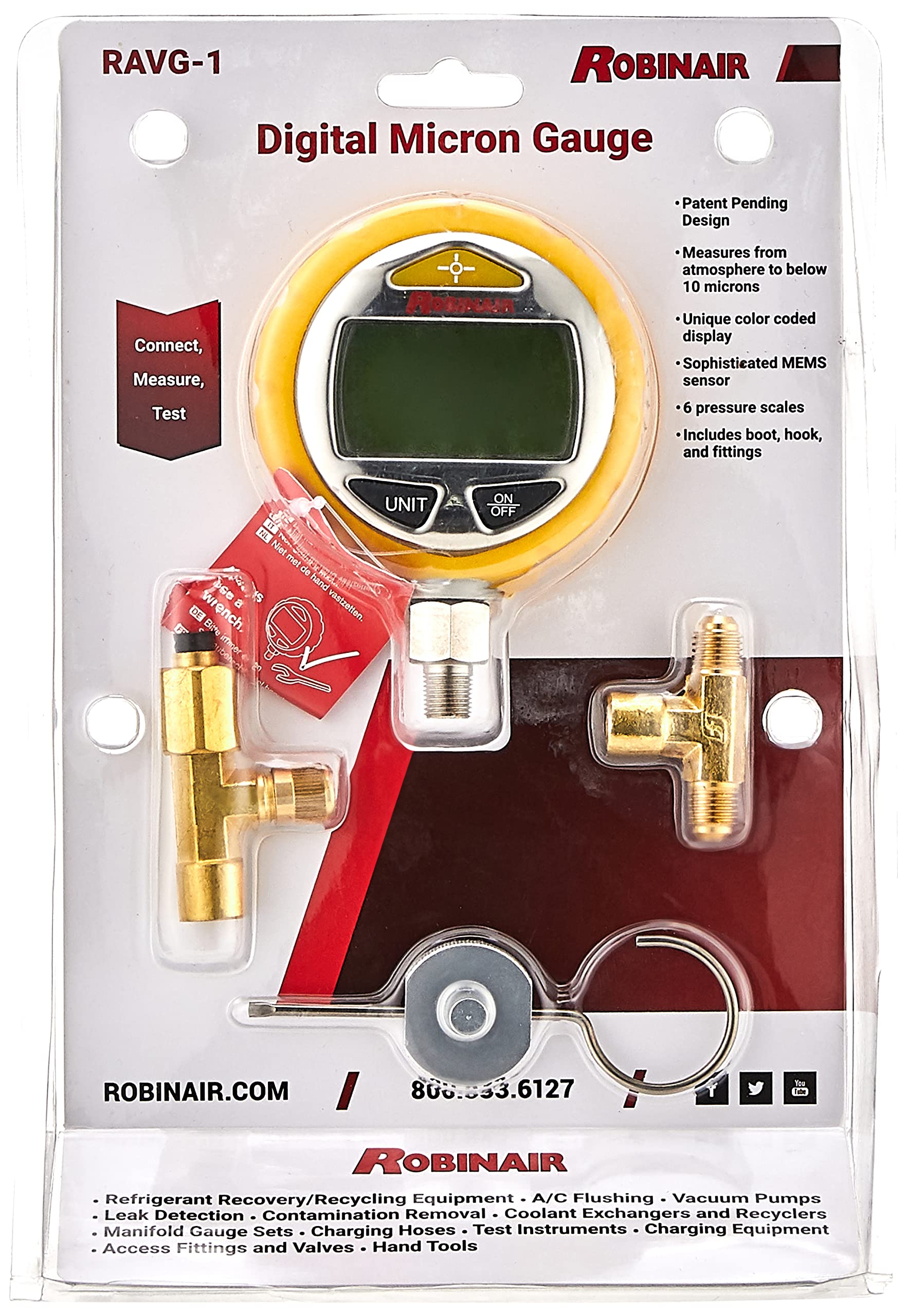 Robinair RAVG-1 Digital Micron Vacuum Gauge - Professional HVAC Refrigeration Tool for AC Repair & Automotive Diagnostics | Perfect for Technicians & DIY Enthusiasts