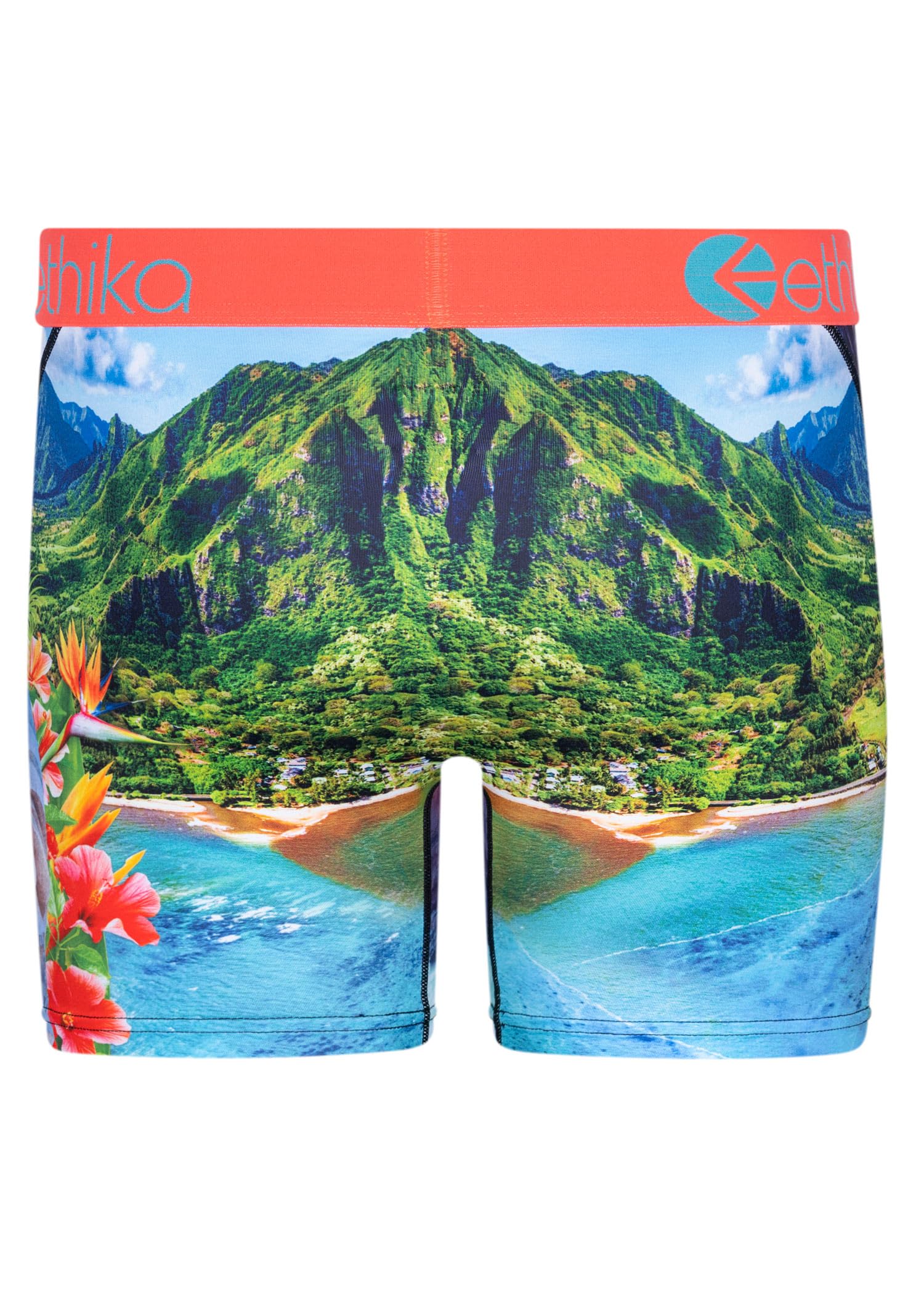 Ethika Men's MID Boxer Brief - Soft Breathable Underwear for All-Day Comfort | Island Time Print | Perfect for Workout, Travel & Daily Wear